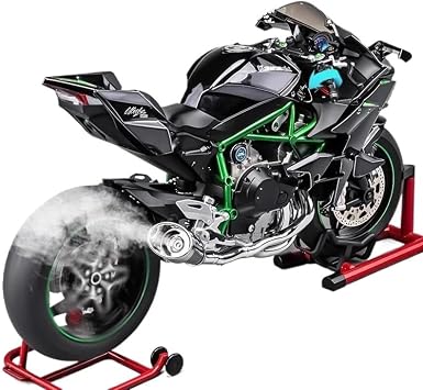 Mini Simulation Motorcycle Toys 16 for Large Kawasaki H2R Bootable Sprayable Dynamic Alloy Metal Diecast Motorcycle Model Sound Light Gift Adult for BoysBlack
