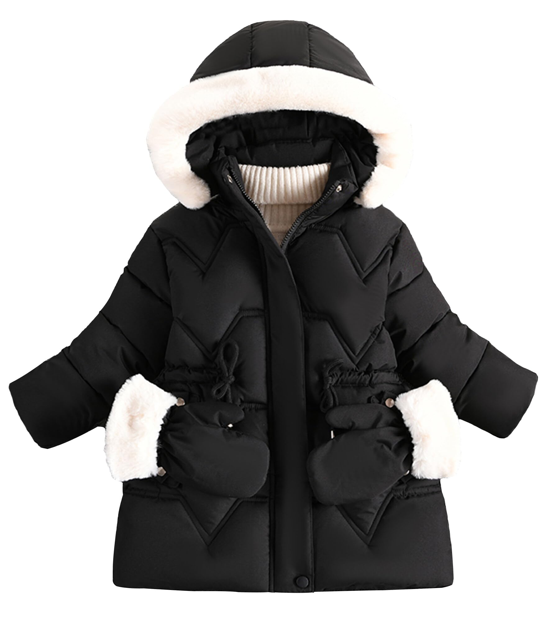 Happy Cherry - Giacche con cappuccio per bambini da 1 a 14 anni con cappuccio, foderate in pile, giacche imbottite invernali, a maniche lunghe, con cerniera, tinta unita, cappotto termico spesso
