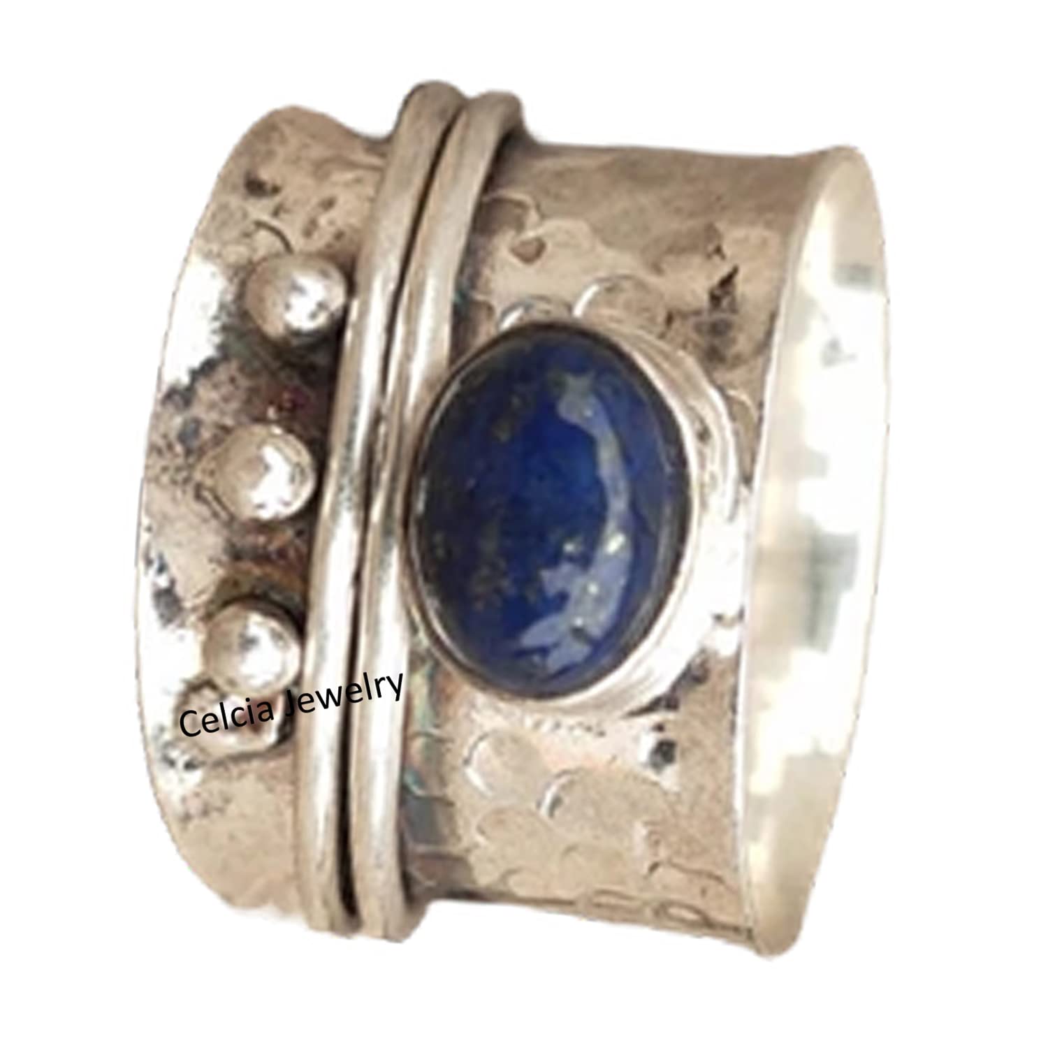 Natürlicher Lapislazuli-schöner Edelstein-Spinnerring für Frauen und Männer, einzigartiger handgefertigter Schmuck, zarter Ring, Meditations-Spinnring, Ring für metaphysische Geschenke