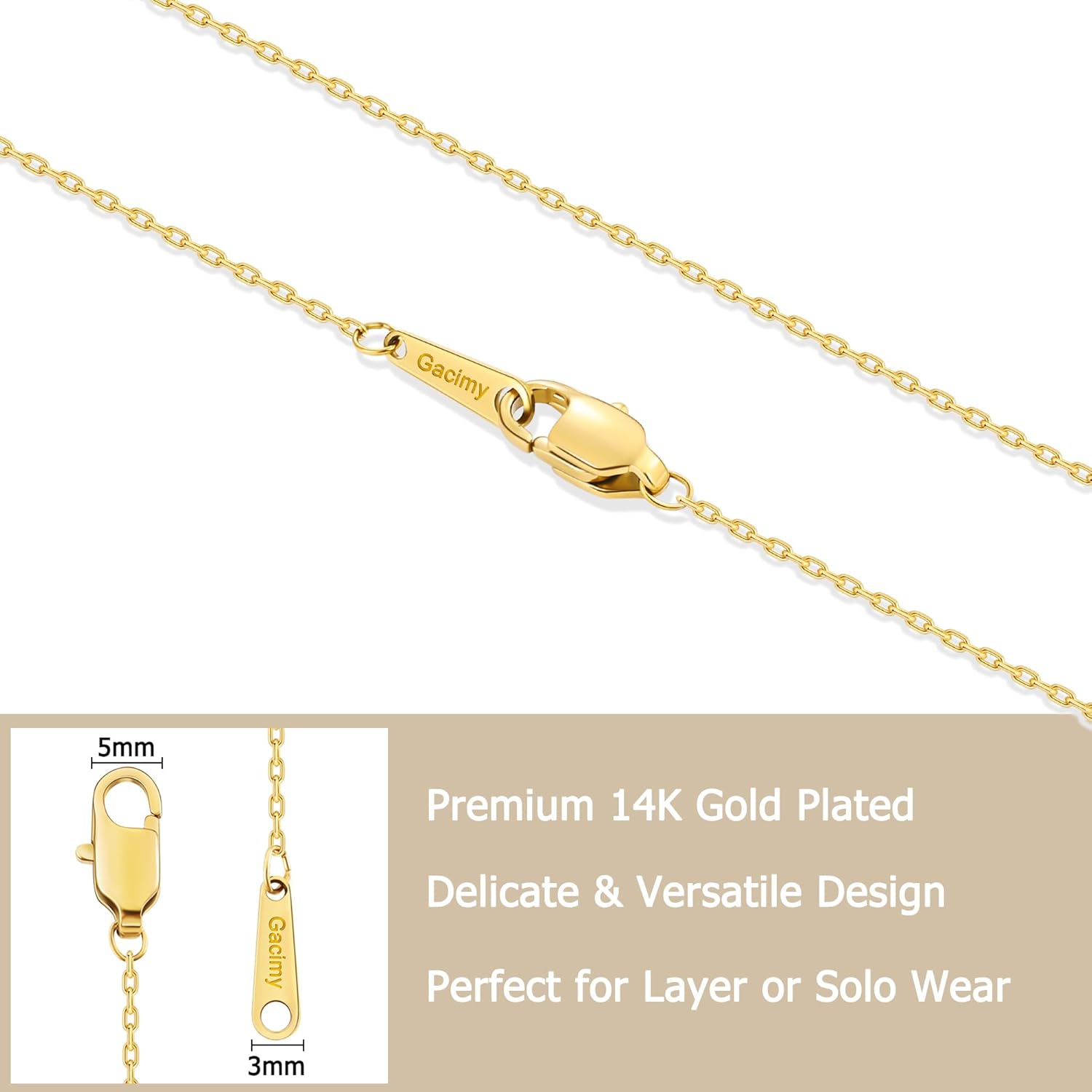 Gacimy Chain Necklace for Women, 14K Gold Plated/Silver Tone Cable Chain for Women, 1.1/1.3mm Thin Dainty Necklace Chains 16-24 Inch - Image 4