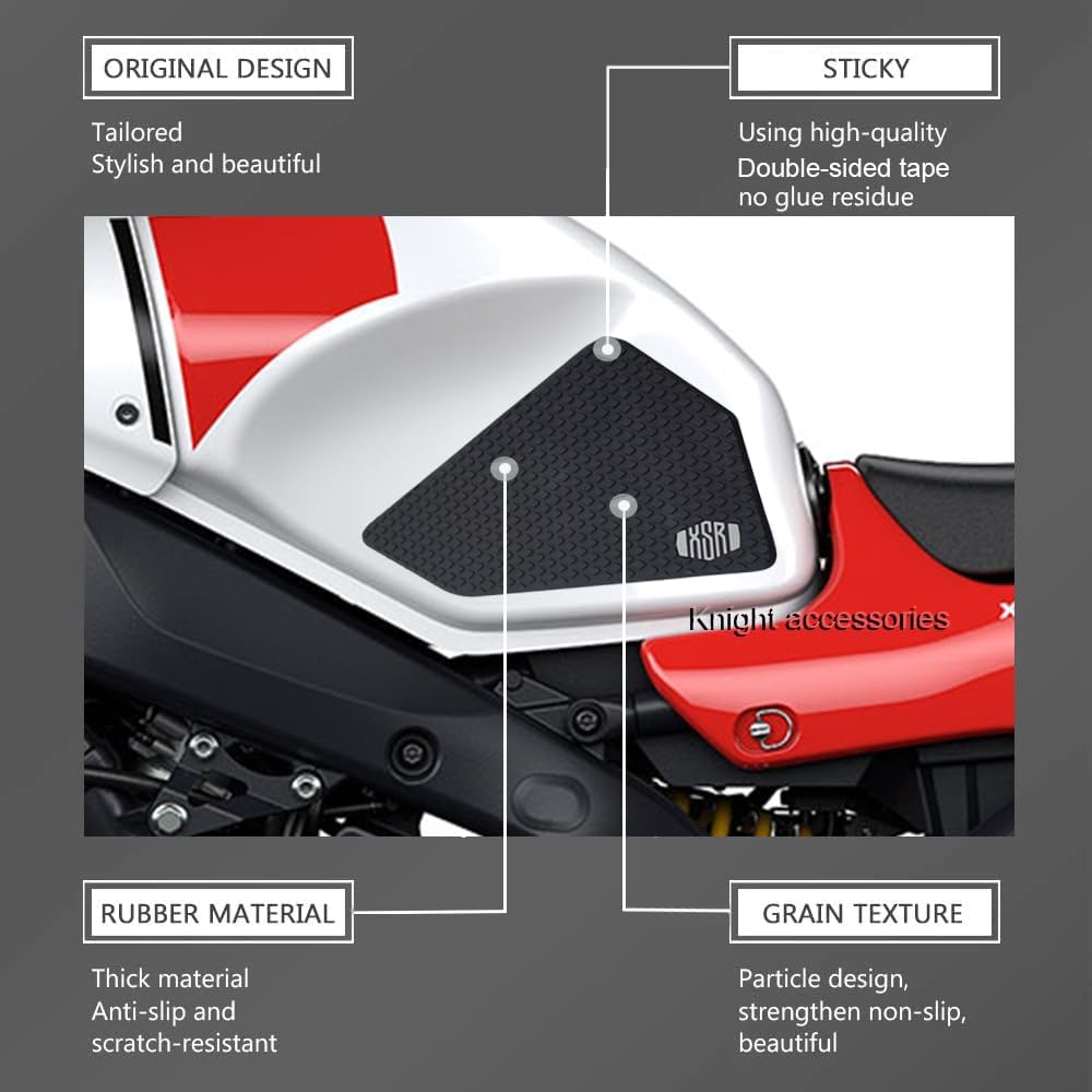 For XSR900 XSR 900 xsr900 2022 2023 2024 2025 Accessories Fuel Tank Pads Protect Motorcycle Fuel Tank Stickers Fuel Tank Protection Pads Knee Anti-Slip Pads Fuel Tank Grips Tank Pads（Black）