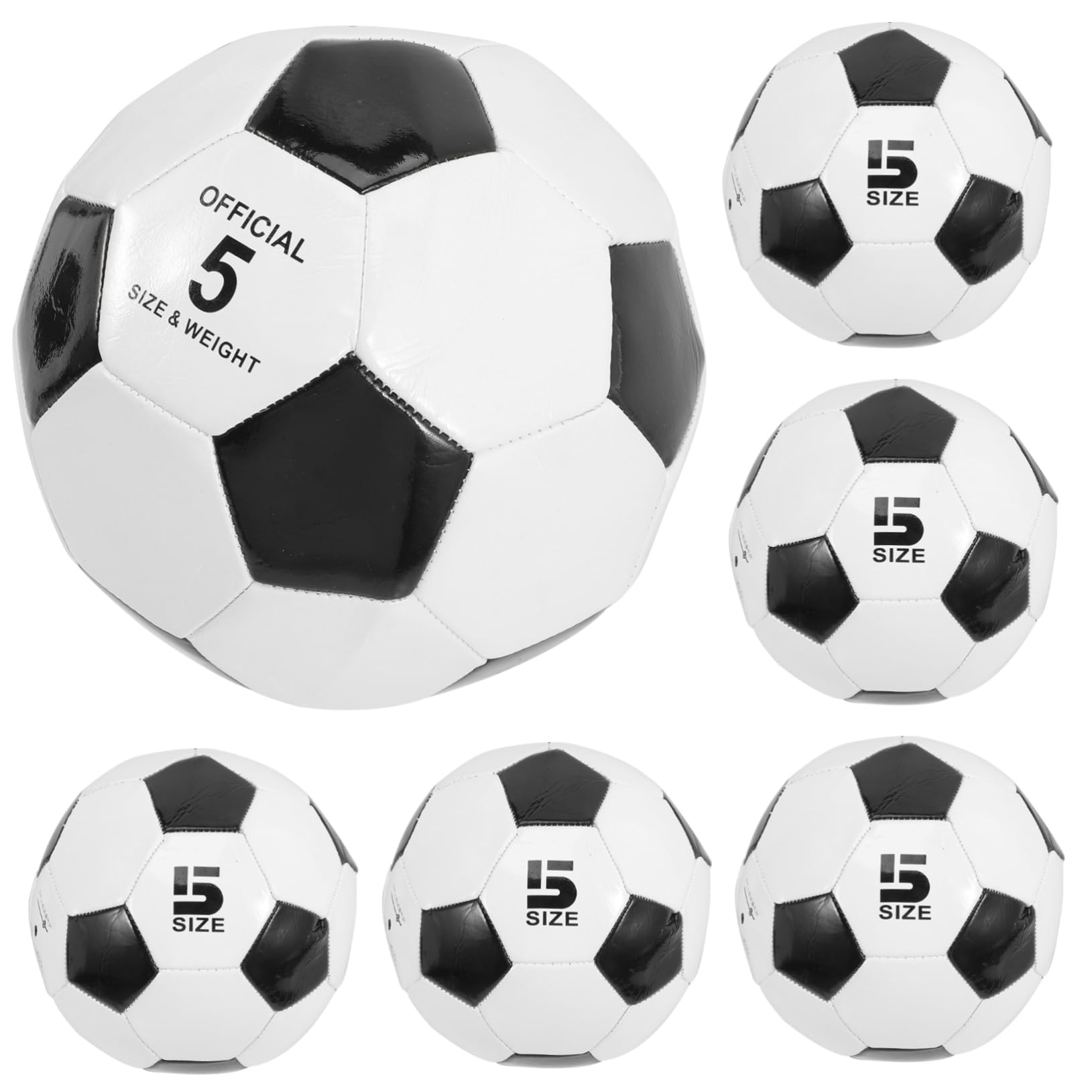 BESTonZON Pallone da Calcio PVC Taglia 5, 6 Pezzi per Allenamento | Uso in Partita e Pratica su Cemento, Alta Elasticità e Sensazione al Tatto, Adatto Ragazzo Ragazza