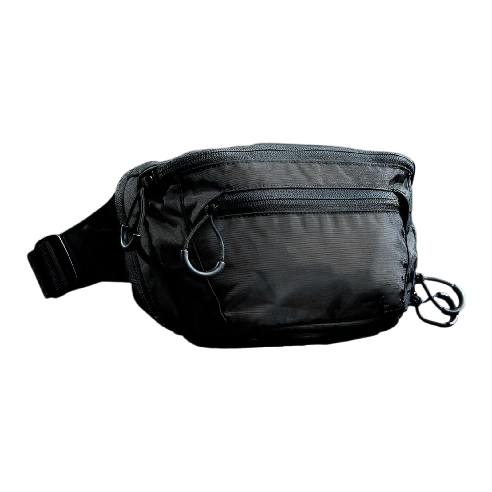 Schwarze Bauchtasche für Herren und Damen, aus Nylon und Polyester, Sling-Crossbody-Schultertasche mit verstellbarem Hüftgurt, Alltagstasche für Reisen, Outdoor, Laufen und Wandern