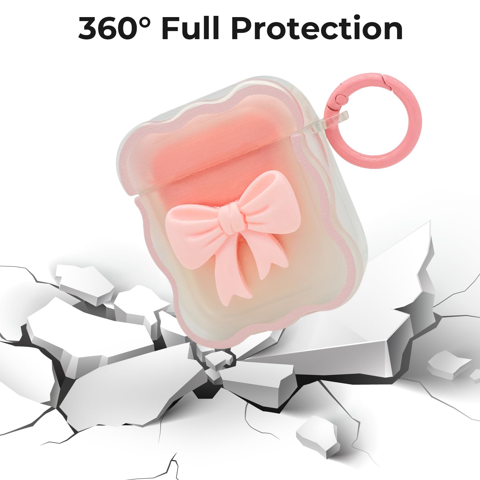 Dumkery Cute Airpods Case, Pink Bow Airpods Case - Main Image