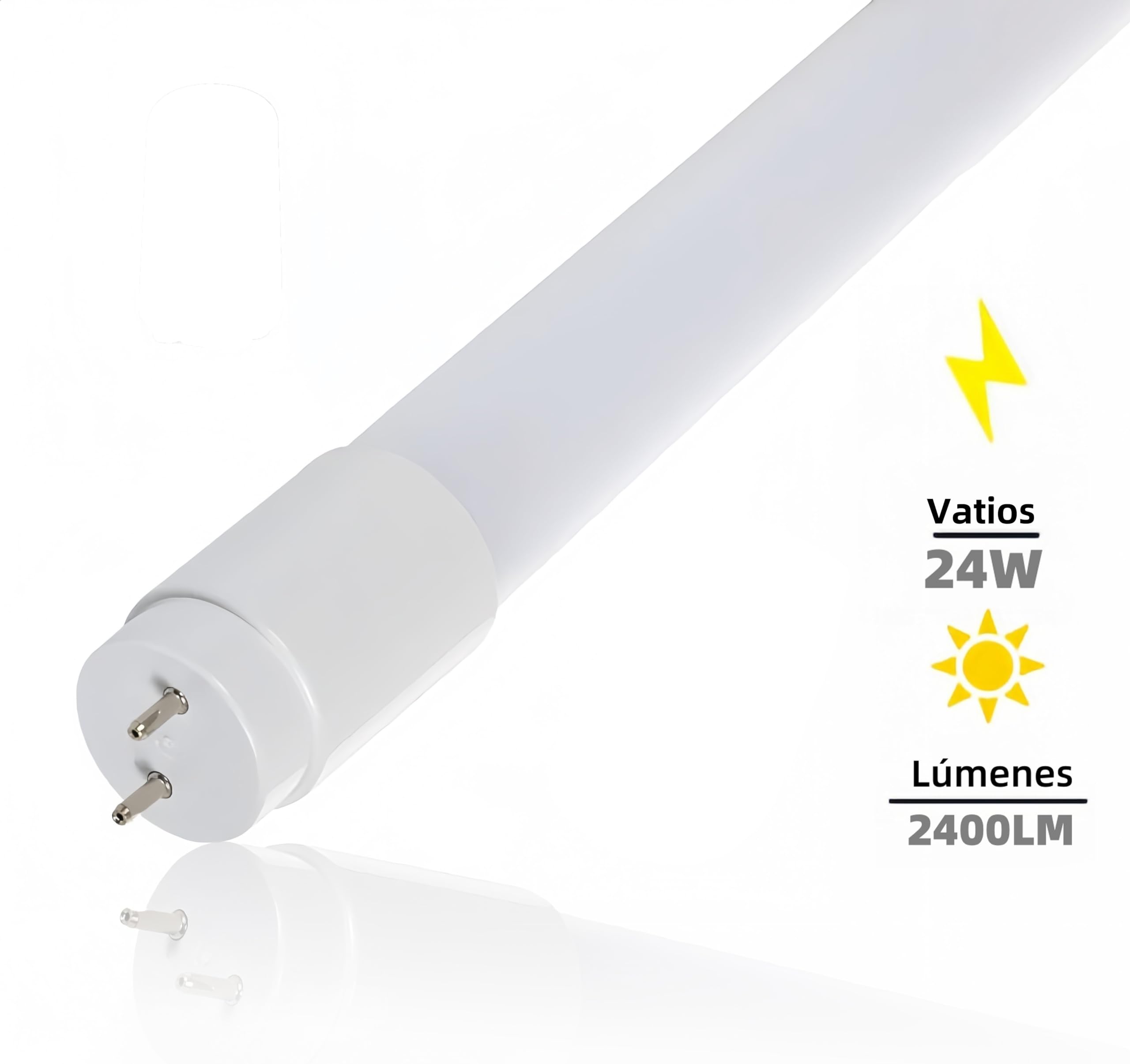 LEDUNI ® Tubo T8 Cristal LED 24W OPAL Conexión Un Lateral Luz Blanco Frío 6000K 150CM 2400LM (Pack 10)