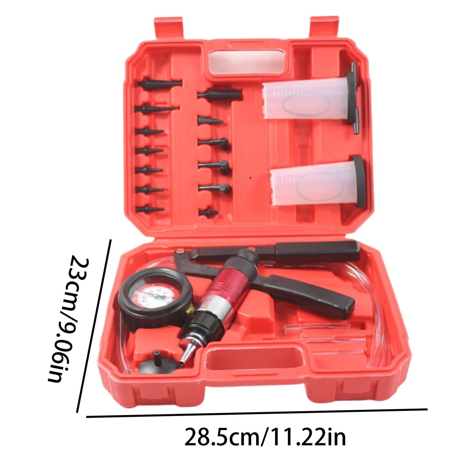 Pompa A Vuoto Manuale Strumento Universale per Moto con Set di Adattatori | Kit Spurgo Freni Auto Con Tester Di Vuoto per Estrazione e Rabbocco Liquidi 'Impianto Frenante di Motociclette e