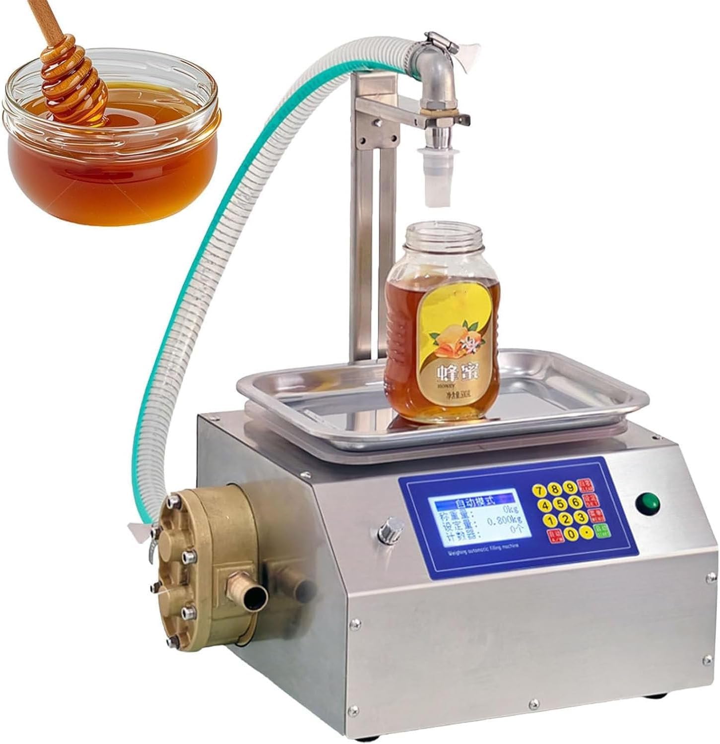 BOOZXCV Honey Filling Machine, Weighing Peristaltic Pump, 7L/min Automatic Small Quantitative Liquid Essential Oil Nail Polish Filling Machine Accurate for Oil Paste Ketchup Viscous Liquid