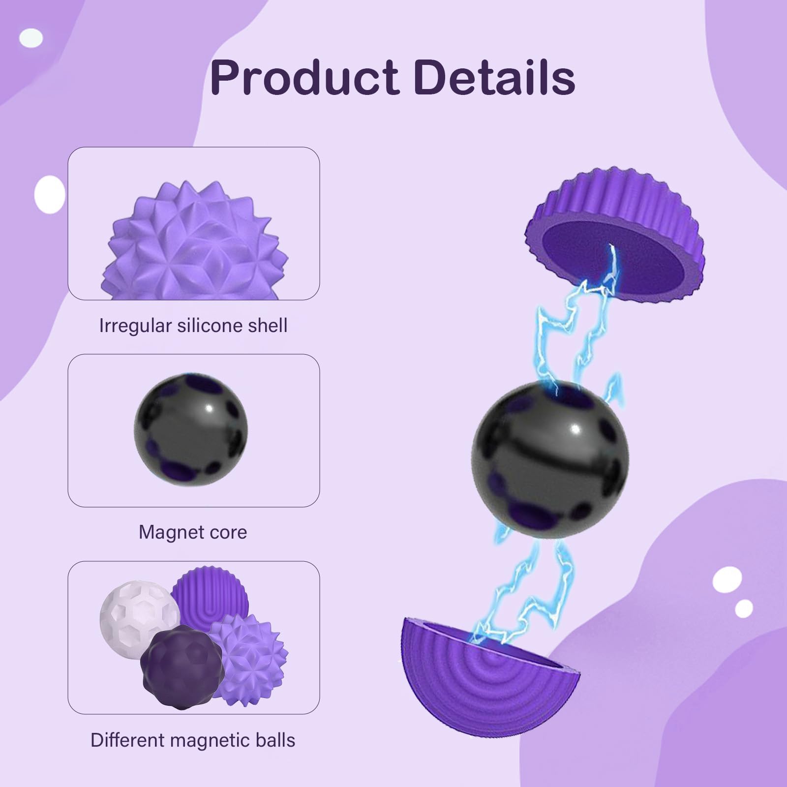 Magnetic Balls, 8PCS Texture Tactile Sensory Magnetic Fidget Balls - Image 4