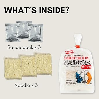 Shirakiku, Yude Sanuki Udon Noodles with Soup Base, 22 Ounce | Japanese Udon