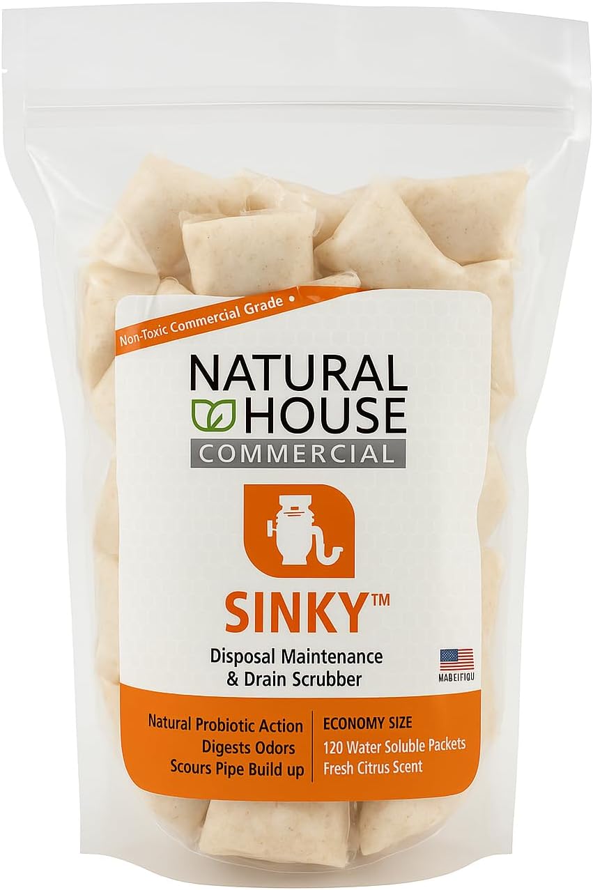 Natural House Sinky - Probiotic Garbage Disposal & Drain Cleaner Pods - Breaks Down Grease - Citrus Scent - Septic Safe - 120 Count