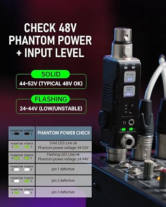 Xvive AT-2 Audio Tester Pro, 5-in-1 Signal Generator (1kHz Tone & Pink Noise), XLR Cable Tester, 48V Phantom Power Checker, XLR Input Meter, Headphone/Built-in Speaker Monitor, USB-C Rechargeable