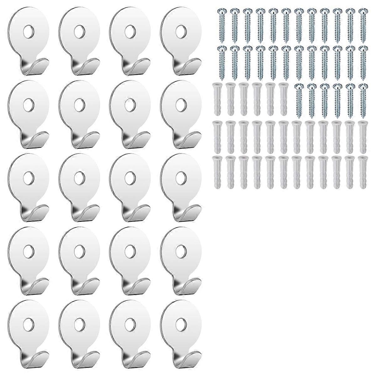 JOYHAPPST Steel 30 Lb Utility Hanger Wall Hook Utility Zinc Plated Keyhole for Framed Pictures Stucco Hooks 20Pack
