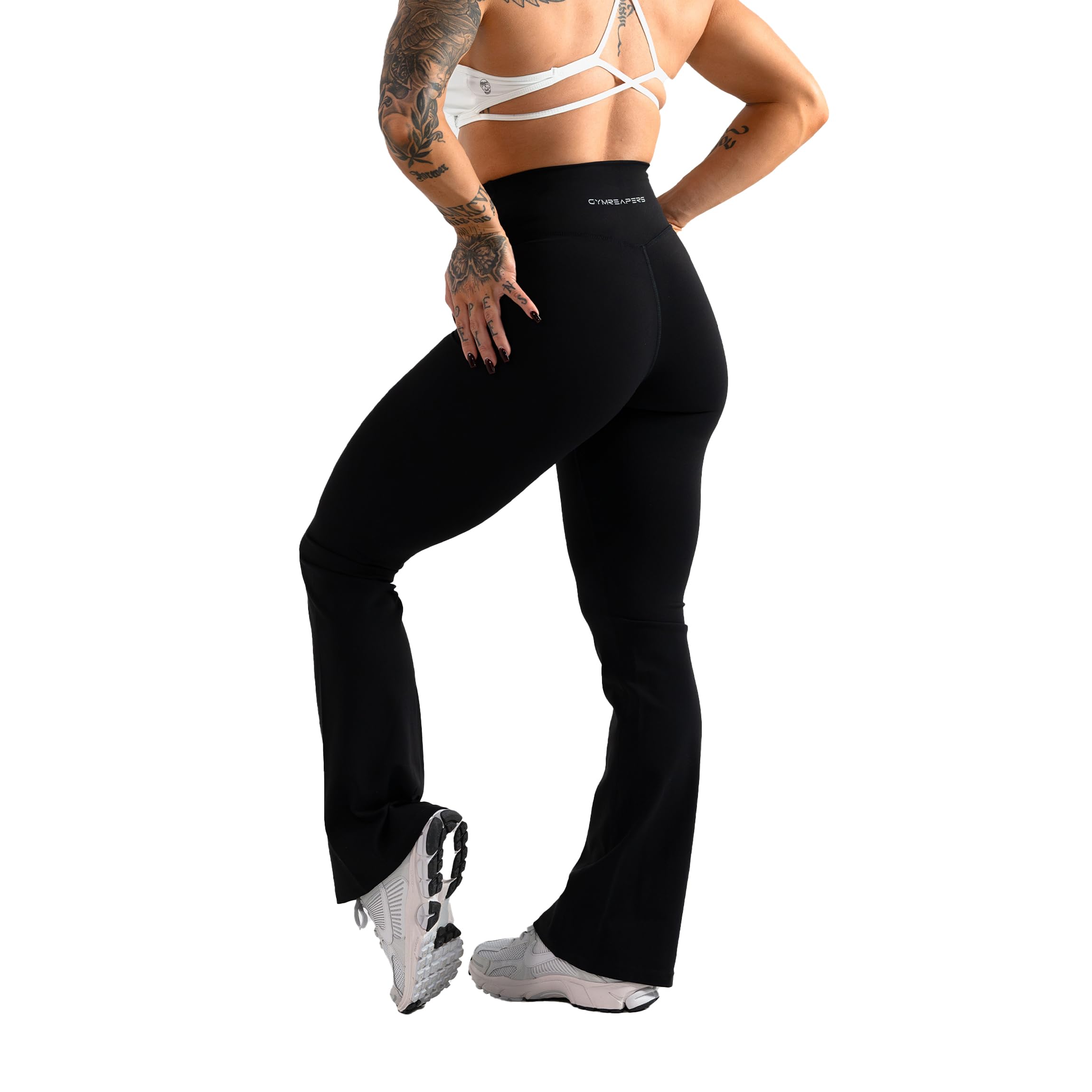Gymreapers Legging évasé taille haute pour femme - Legging d'entraînement bootcut extensible - Pantalon de yoga à jambes larges - Contrôle du ventre
