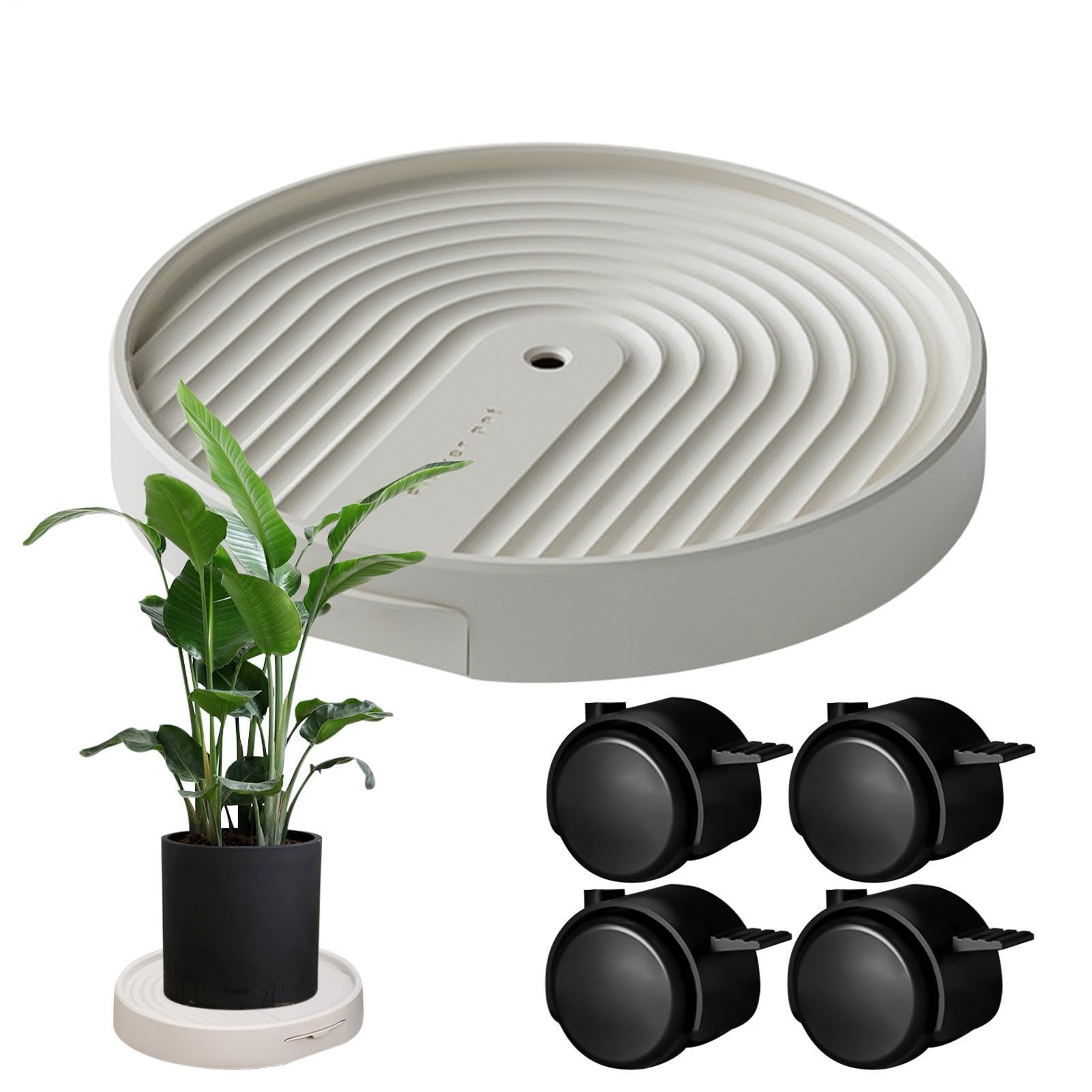 Support rond pour pot de fleurs roulant : fini les sols tachés en appartement et patio