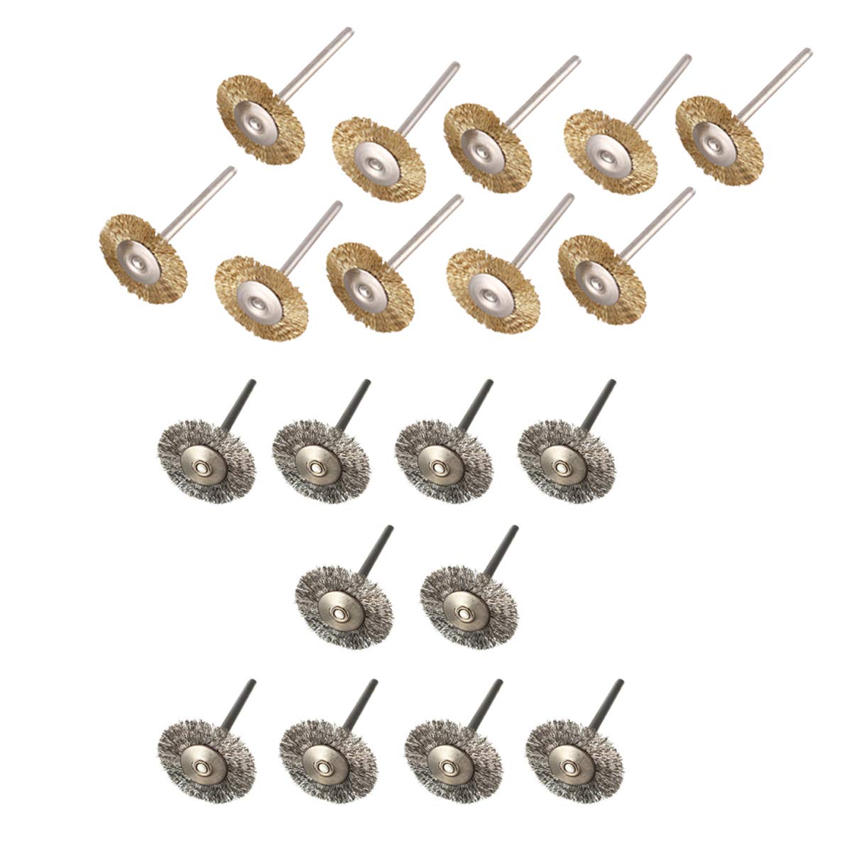 20Pcs Wire Brushes Disc Brush Round Brush 25Mm Diameter for - 10Pcs Stainless Steel & 10Pcs Brass