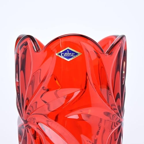 Miniatura 3 de Bohemia Crystal AU52630 - Florero de flores (11,25 pulgadas, cristal sin plomo, tarro de flores, color rojo)