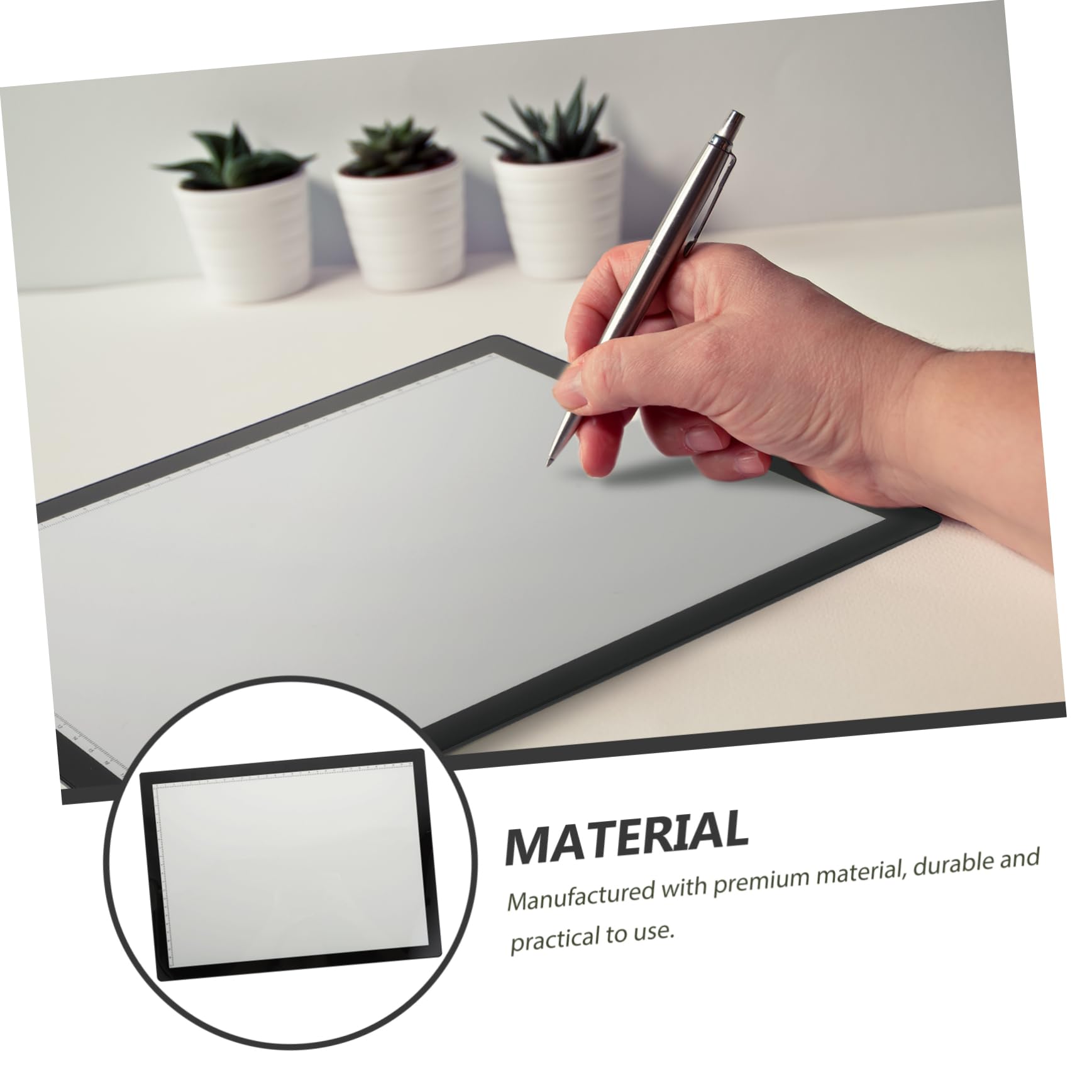 Table Lumineuse de Traçage A4 Portable pour Dessin, Noir, 1 Pièce
