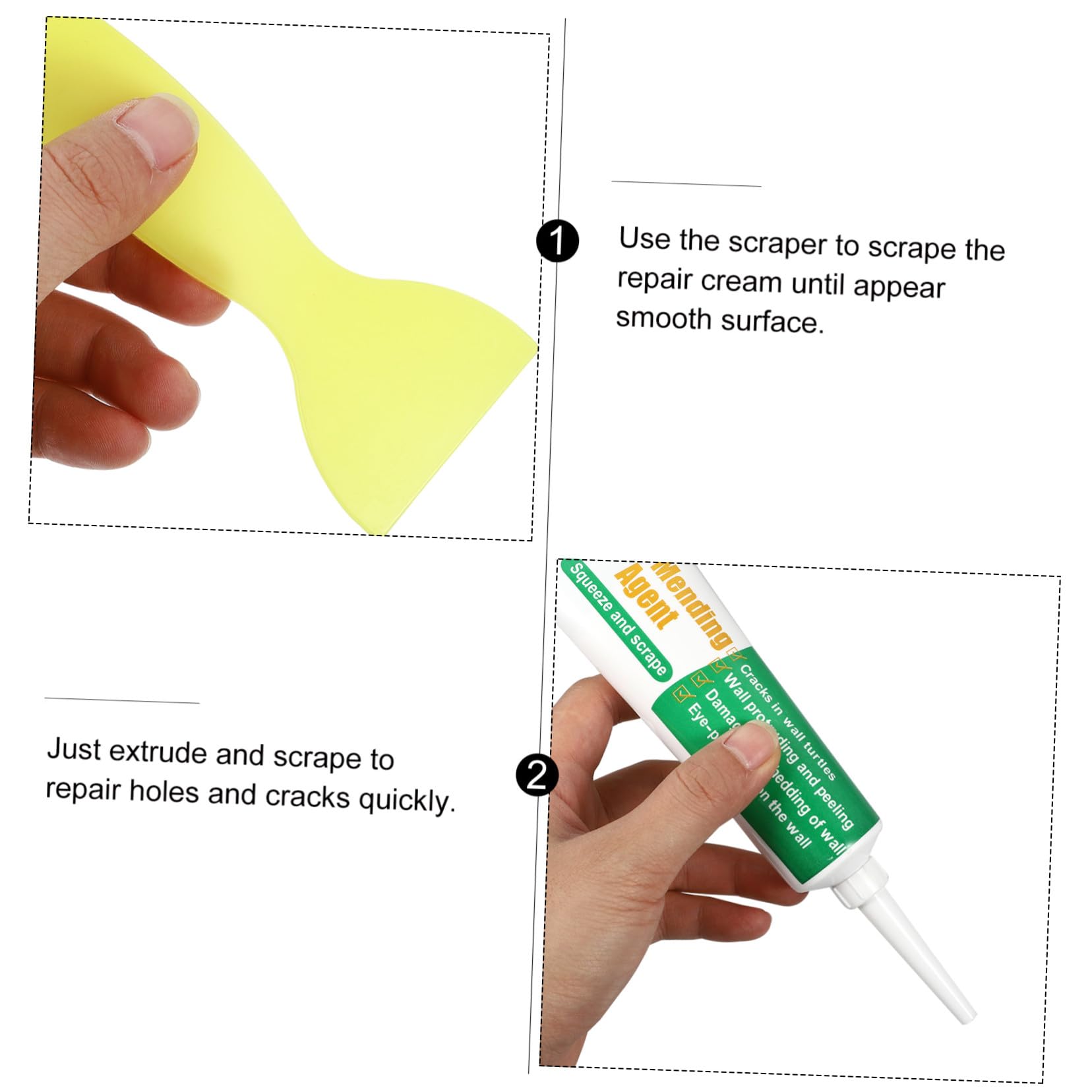 Toddmomy Set 2 Pezzi Crema Riparatrice per Muri Verdi Spatola in Plastica, per Pareti Screpolate e Crepe, Copertura Graffiti e Macchie, Riparazione Rapida