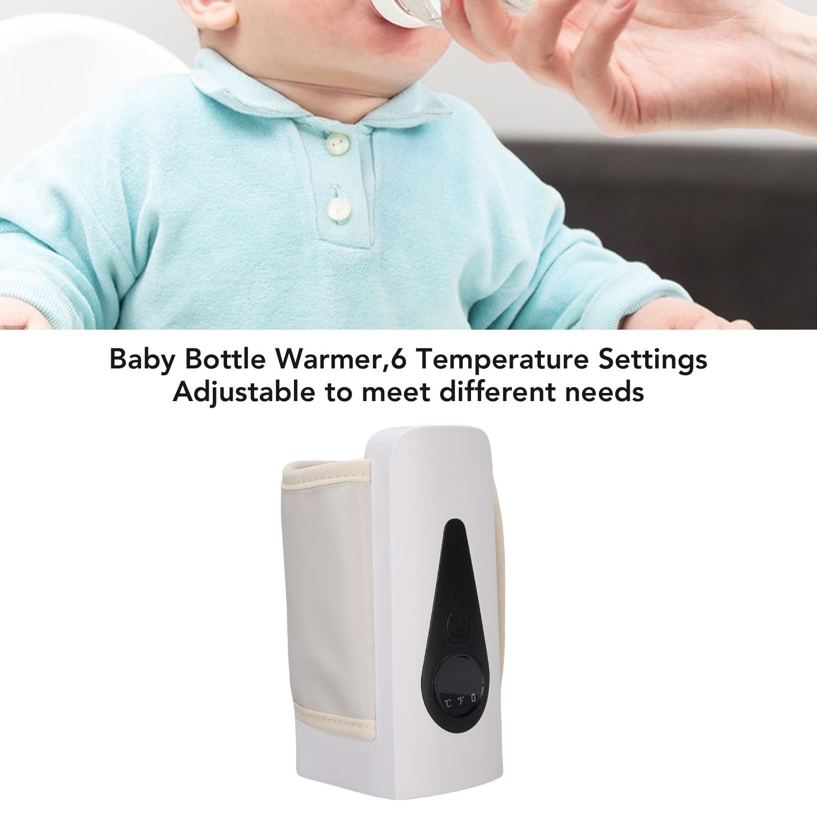 Pongnas Portable Baby Bottle Warmer Travel, Baby Bottle Warmer On The Go 6 Gears and 37-55°Flexible Selection for Breastmilk - Image 4