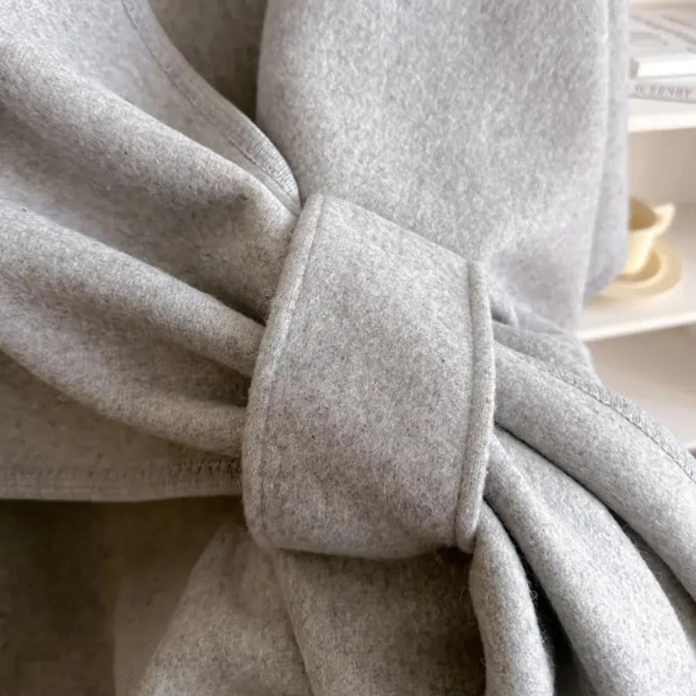 Generisch Mantello da donna in pile in tinta unita, elegante poncho lavorato a maglia con parte anteriore aperta, morbido poncho con passante, per autunno e inverno