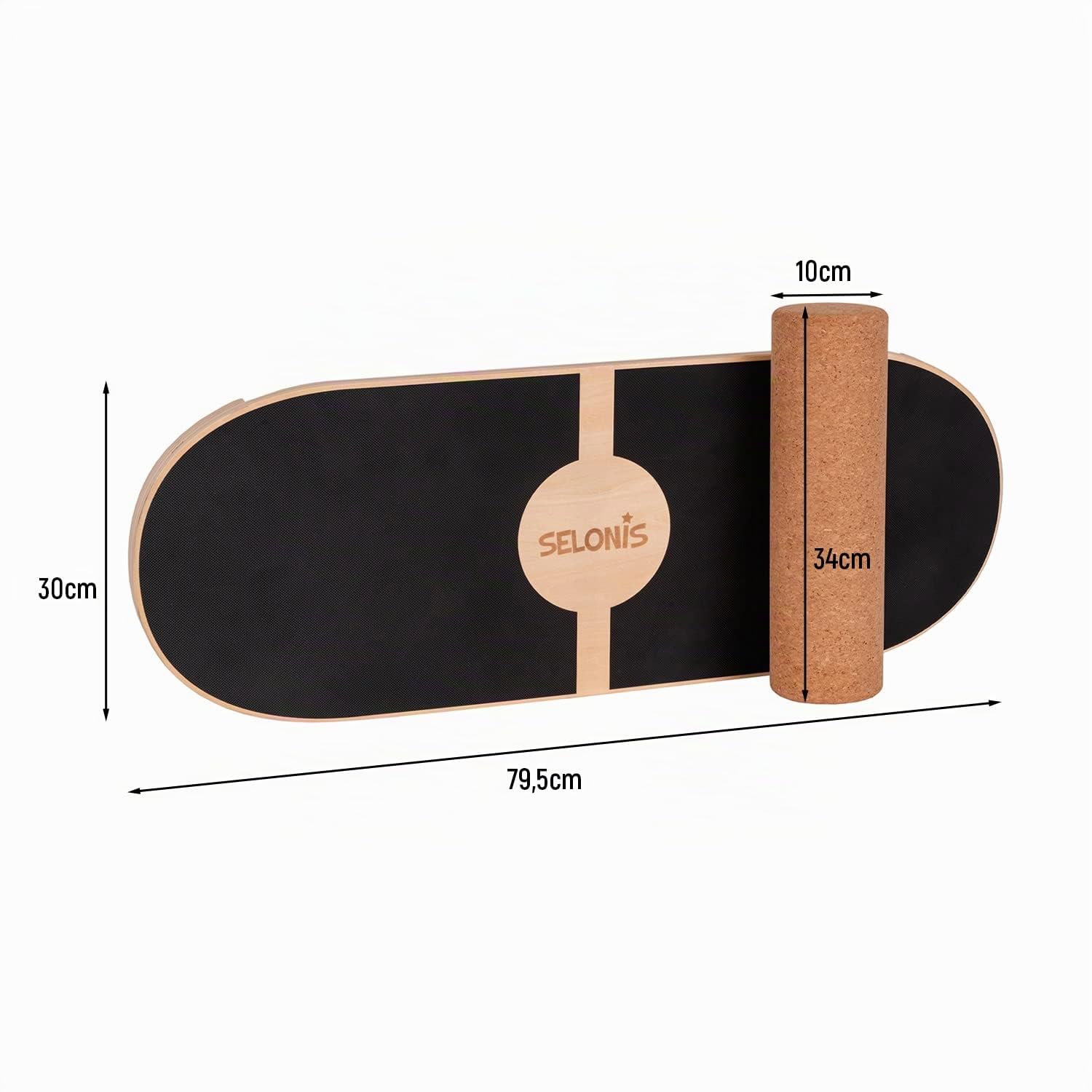 Selonis Balance Board Para Adultos Y Niños Con Rodillo,Tabla De Equilibrio De Madera Gimnasia Entrenamiento Estabilidad Fisioterapia Fitness Yoga