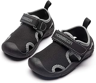HOBIBEAR Toddler Boys Girls Water Shoes Quick Dry Closed-Toe Aquatic Sport Sandals (Black,6.5 Toddler)