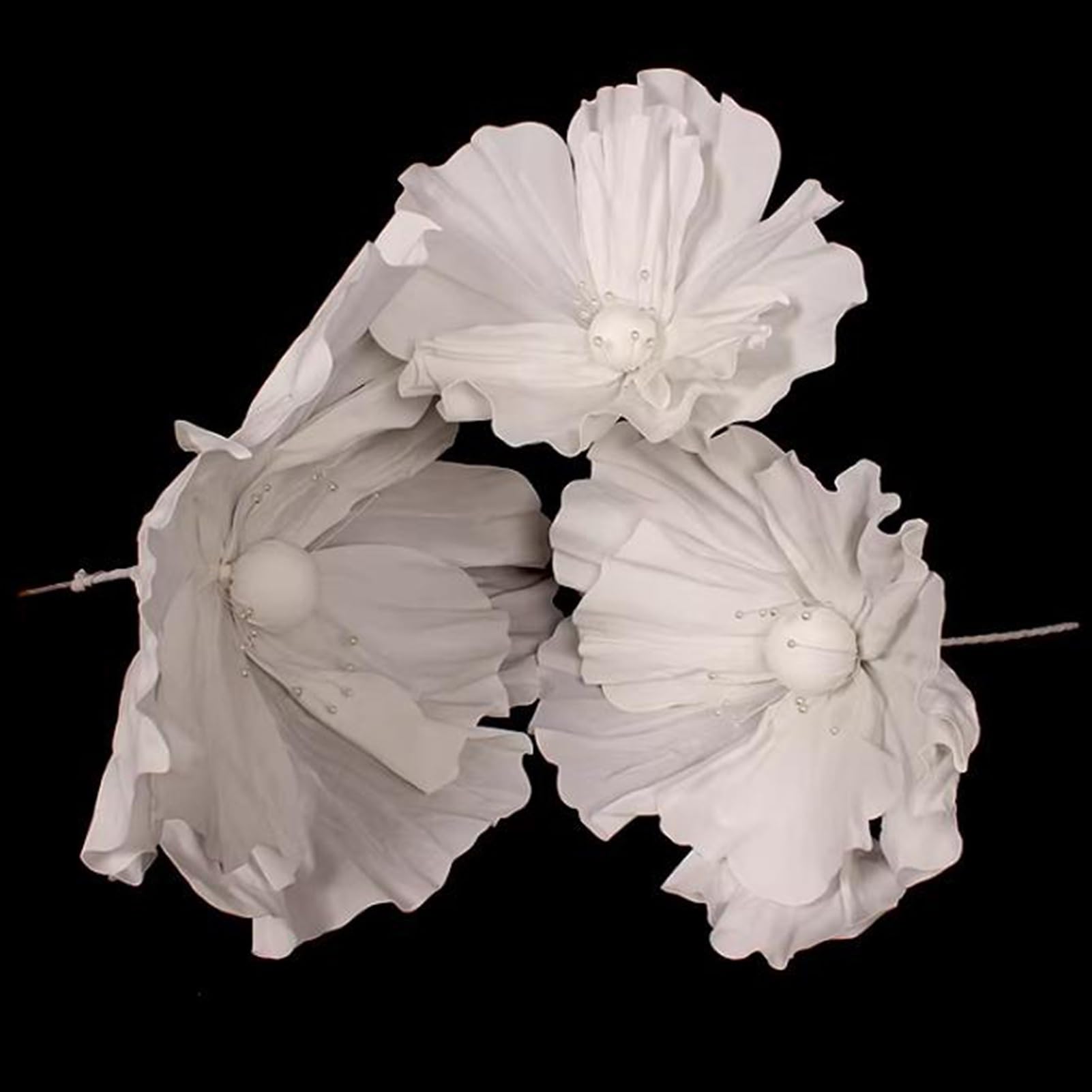 Vnook Riesige Kunstblumen, mit Metallsockel,DIY-freundliche Gaze-Blumendekorationen for Haus, Garten, Hochzeiten, Veranstaltungen, Partys, Einkaufszentren(White)