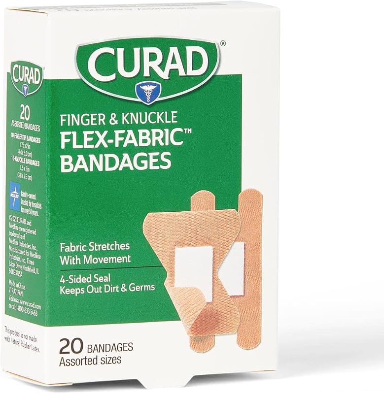 Flex-Fabric Finger and Knuckle Bandages, Assorted Sizes, Box of 20