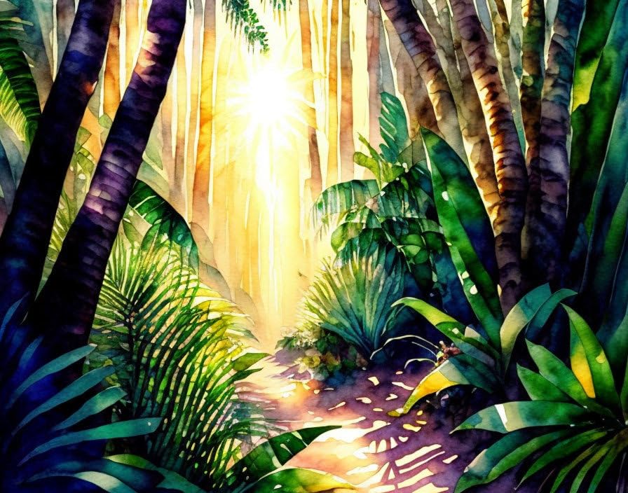 Jungle Sun Rays GerRit toile peinture photos poster vertical 58x90cm