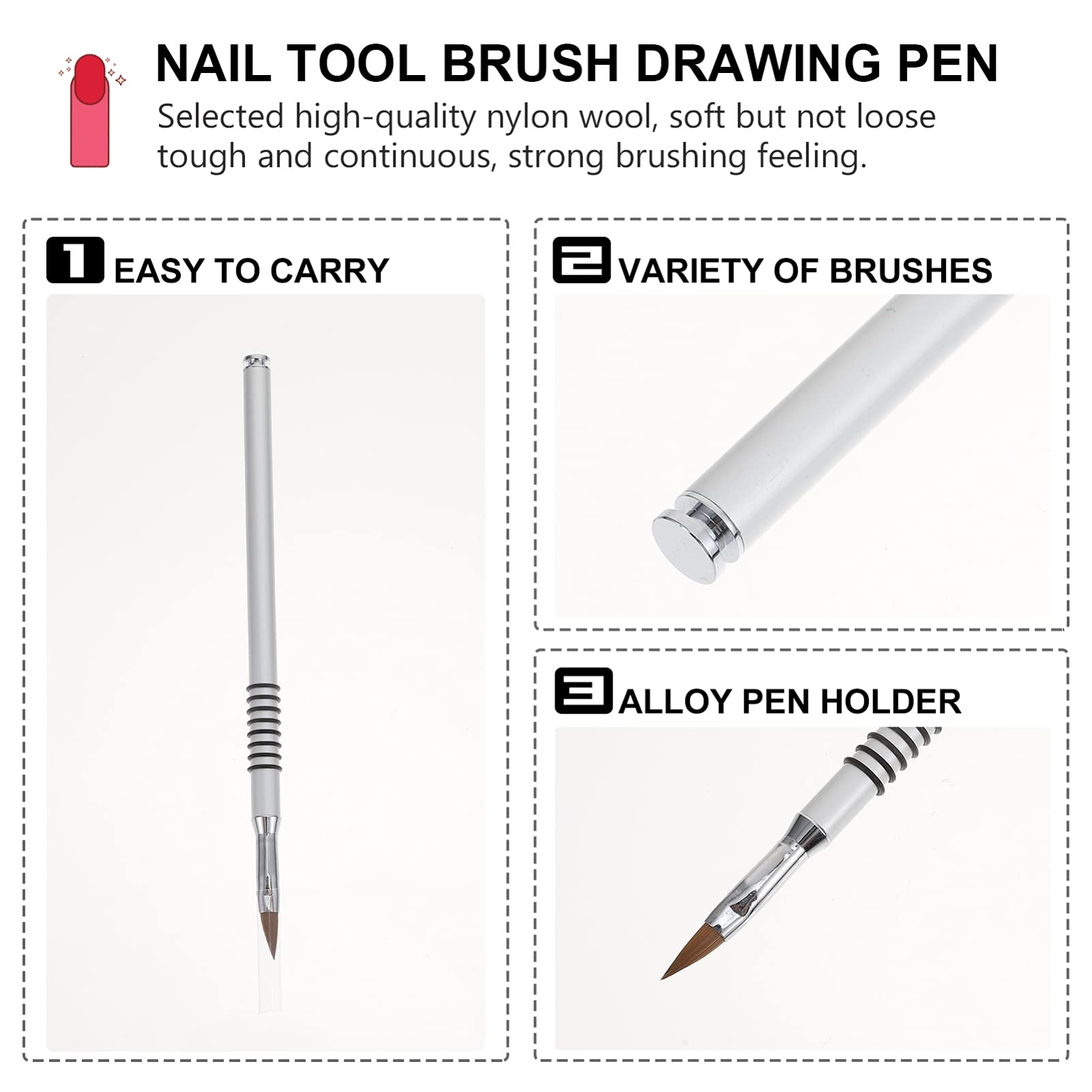 FRCOLOR 8pezzi Pennello Per Nail Art Professionale Strumento Manicure Pratico Con Manico Ergonomico e Setole Resistenti Per Creazioni Unghie Personalizzate e Decorazioni Fai Da Te