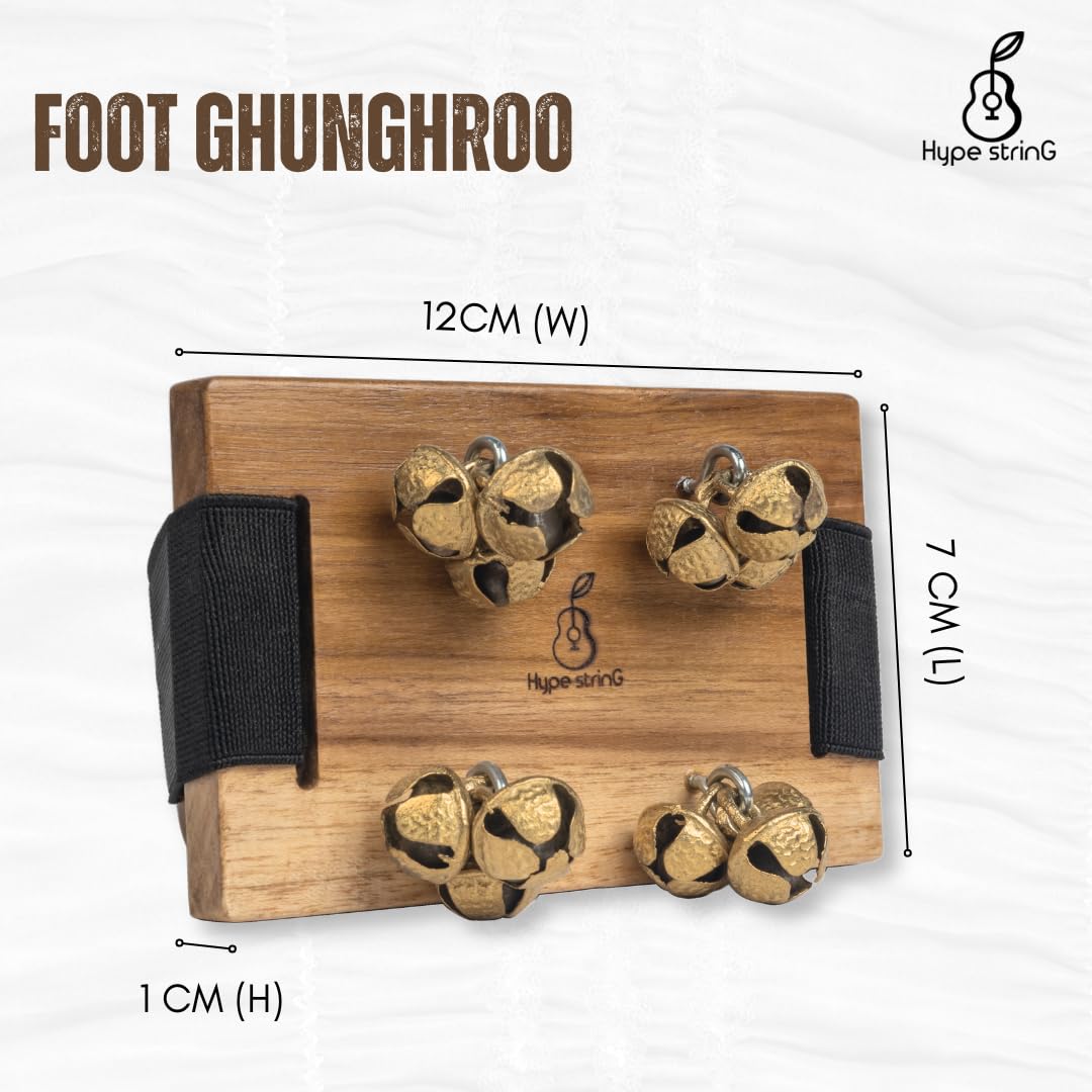 Hype String Ghungroo With Wooden Base and Brass Ghungroo || Perfect for Cajon, Guitar or Other Instruments Players - Image 3 thumbnail