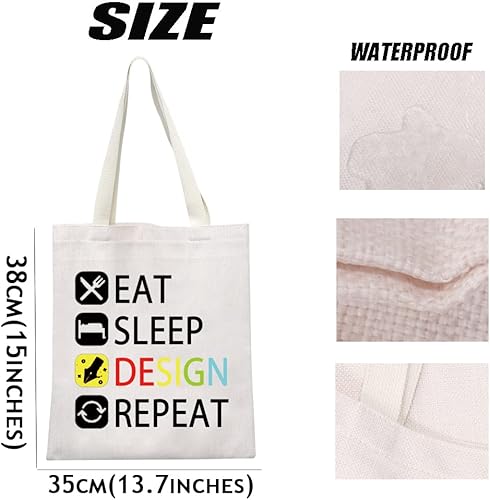 Miniatura 3 de MEIKIUP Regalo de diseñador Comer Dormir Diseño Repetir Maquillaje Bolsa Regalo para Diseñador de Interiores Diseñador Gr, Bolso tote Design Repeat,