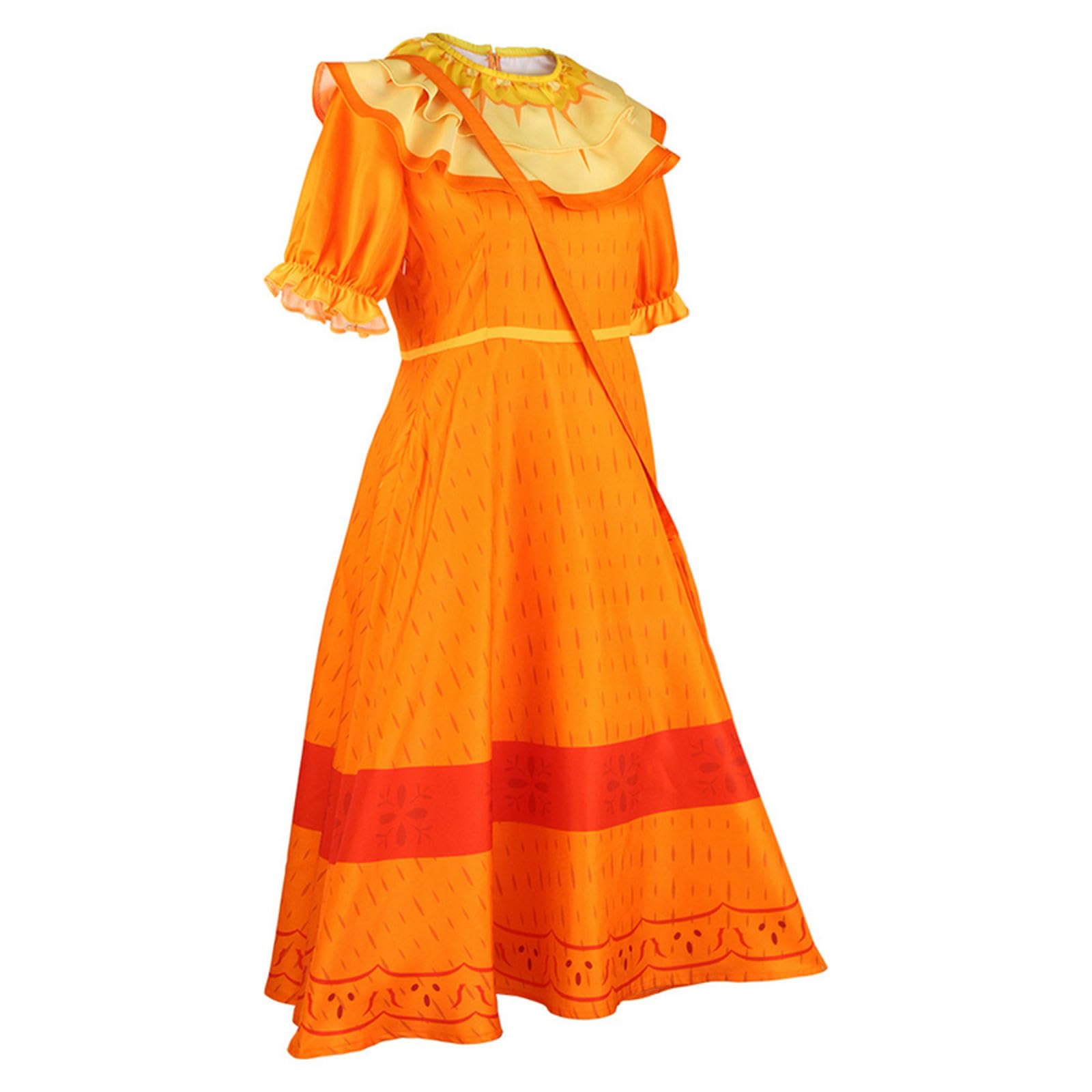 open lace back dress AAHARYA Anime Movie Madrigal Cosplay Costume Pepa Orange Adult Ruffle  Princess Dresses Mirabel Charm Fancy Dress Carnival Gift : Amazon.co.uk:  Fashion