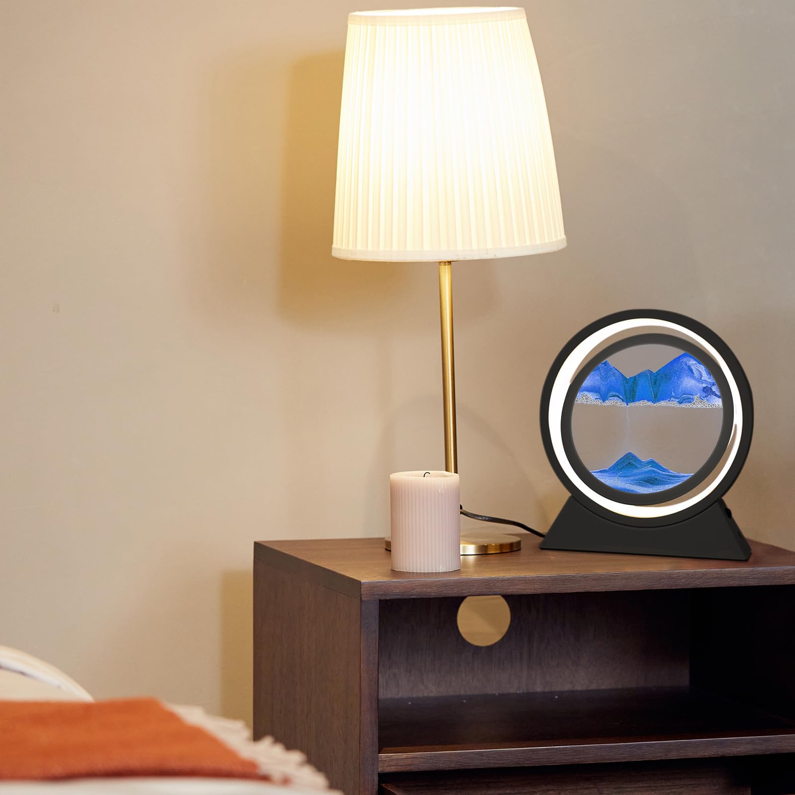 Ulikey Pittura di Sabbia Che Scorre 3D Con Luce Notturna a LED, Quadro Dinamico per Decorazioni la Casa l'Ufficio