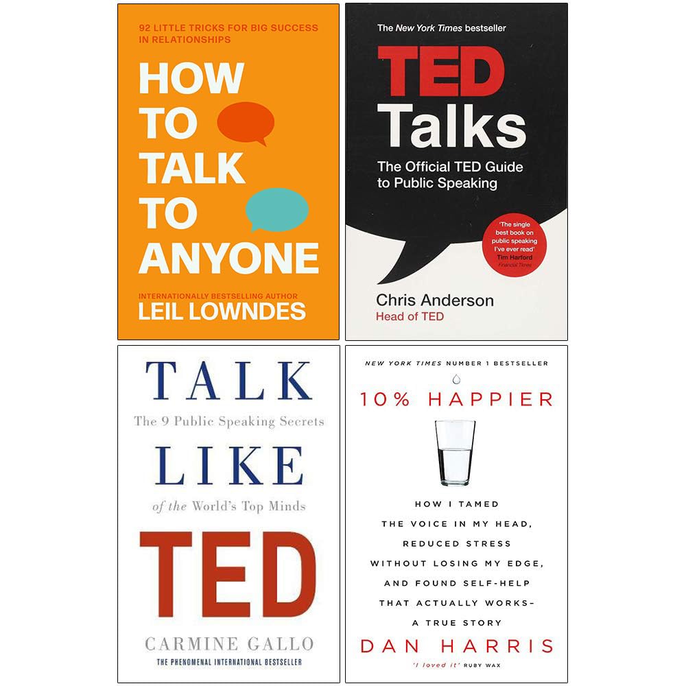 How to Talk to Anyone, Ted Talks, Talk Like Ted, 10% Happier 4 Books Collection Set
