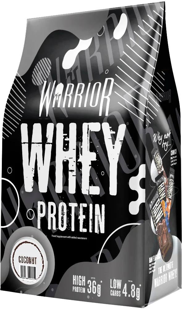 Warrior Whey Protein Powder | High Protein Shake up to 36g for Muscle Growth, Recovery & Lean Muscle | Low Carb, Low Fat, Low Sugar | Gym & Fitness Protein Supplement |Coconut 1kg