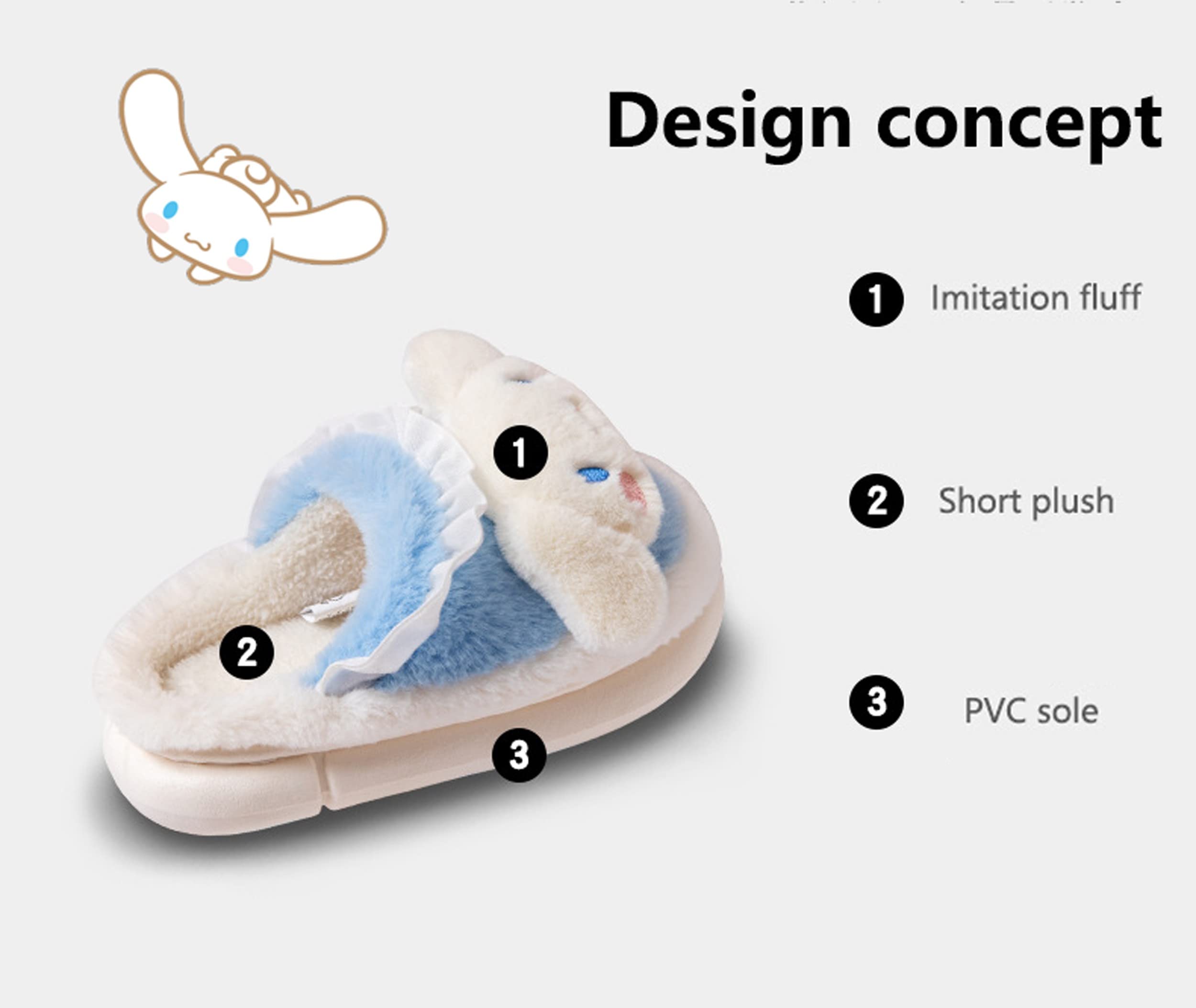 Roffatide Anime Carino Big Ear Dog Personaggi Morbido Pelliccia Coperta Pantofole Pantofole Fuzzy Back Open Toe Spuma Pantofole con PVC Soft Sole House Pantofole