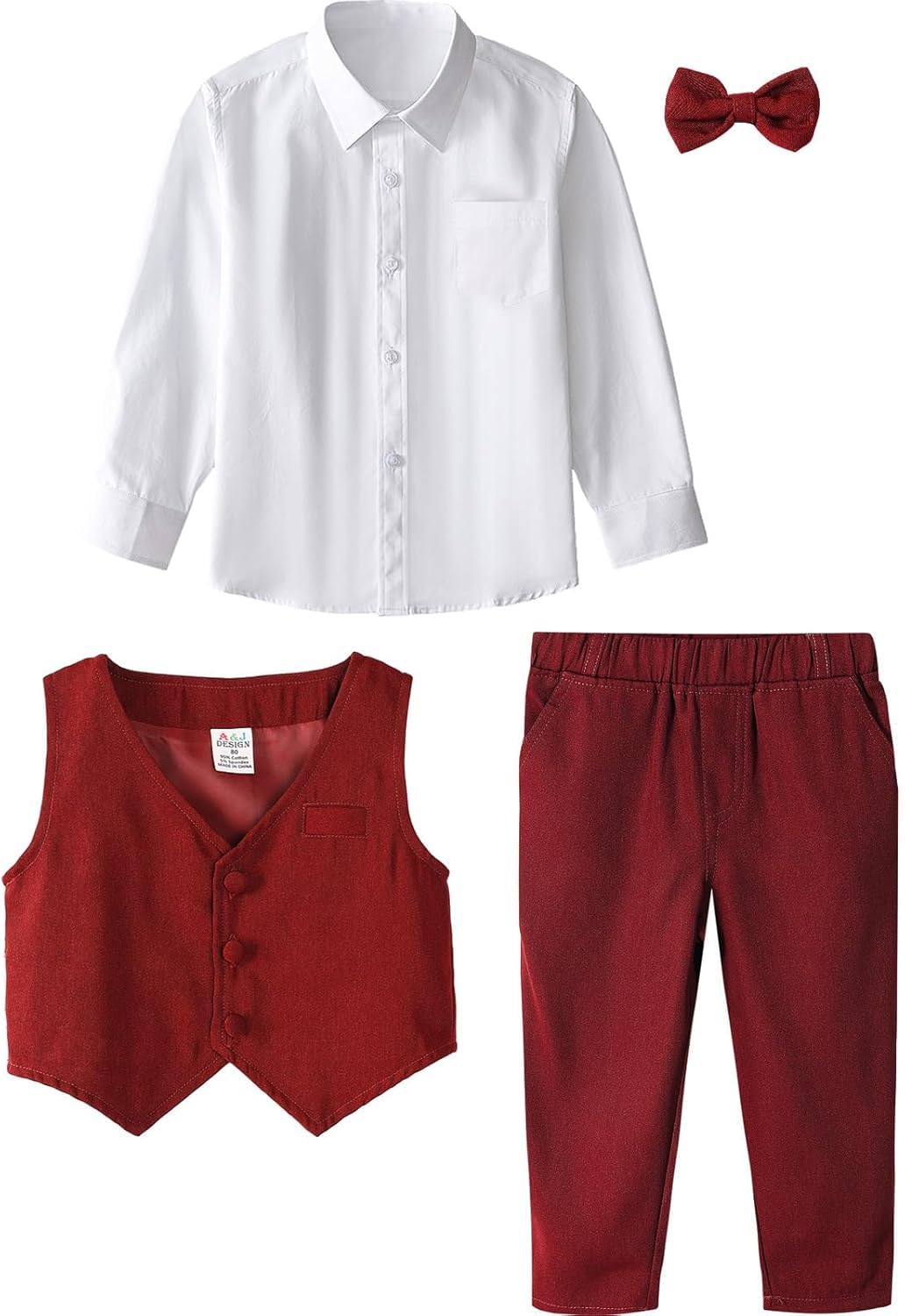 A&J DESIGN Baby Jungen Gentleman Anzug Set, 3-teiliges Outfit Shirts & Weste & Hosen