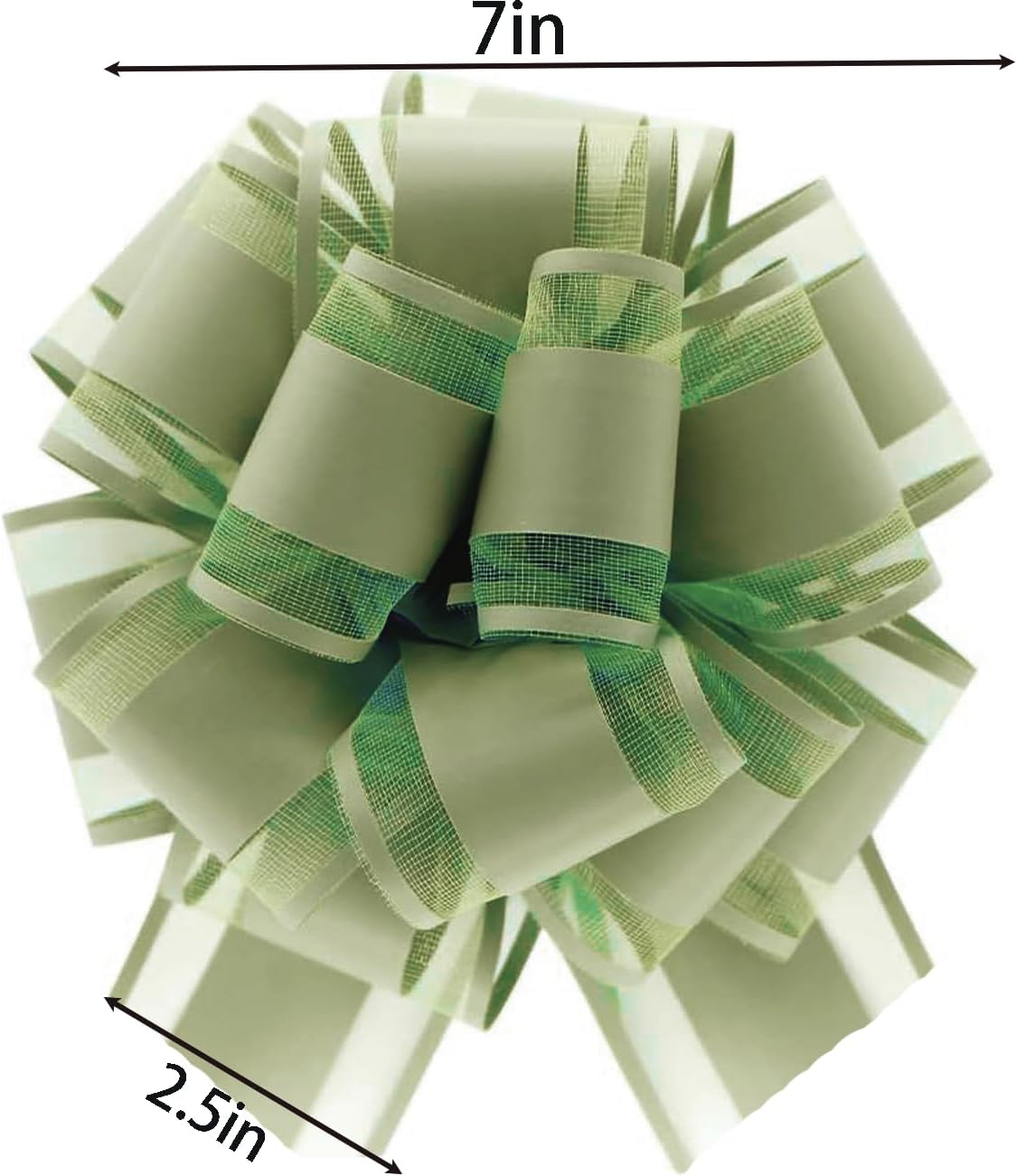 5 PCS 7 inches Large Pull Bows Wrapping Pull Bow Ribbon,Retro Bean Green Gift Wrap Bows for Gift Wrapping Baskets Wedding or Flower Decorations, Valentine's Day Christmas Birthday Gift Decorations - Image 2