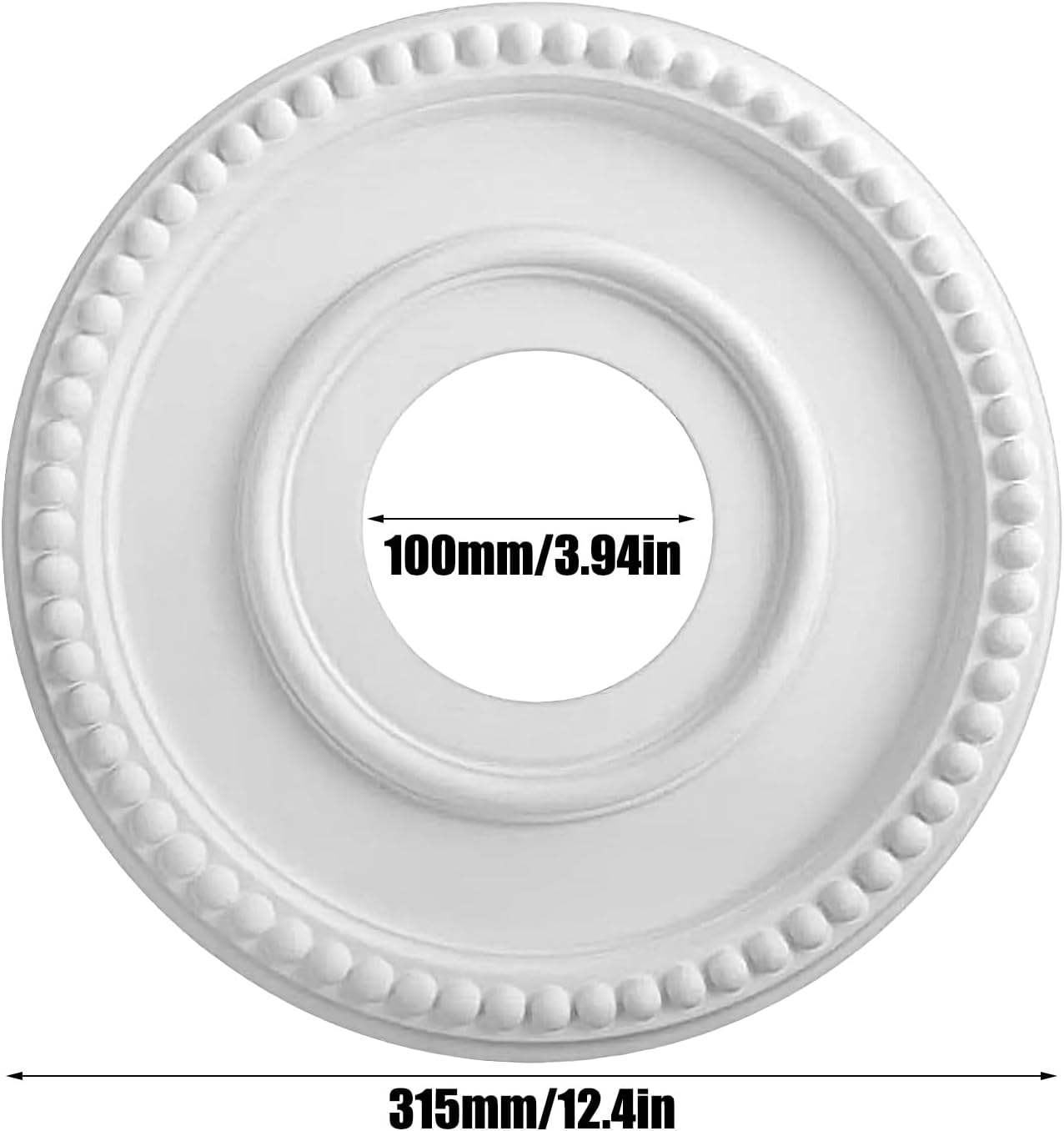 Ceiling Medallion - Polyurethane Decorative Base for Lighting | European Style Canopy Ornament with Intricate Relief & Primed for Home, Bedroom and Living Room