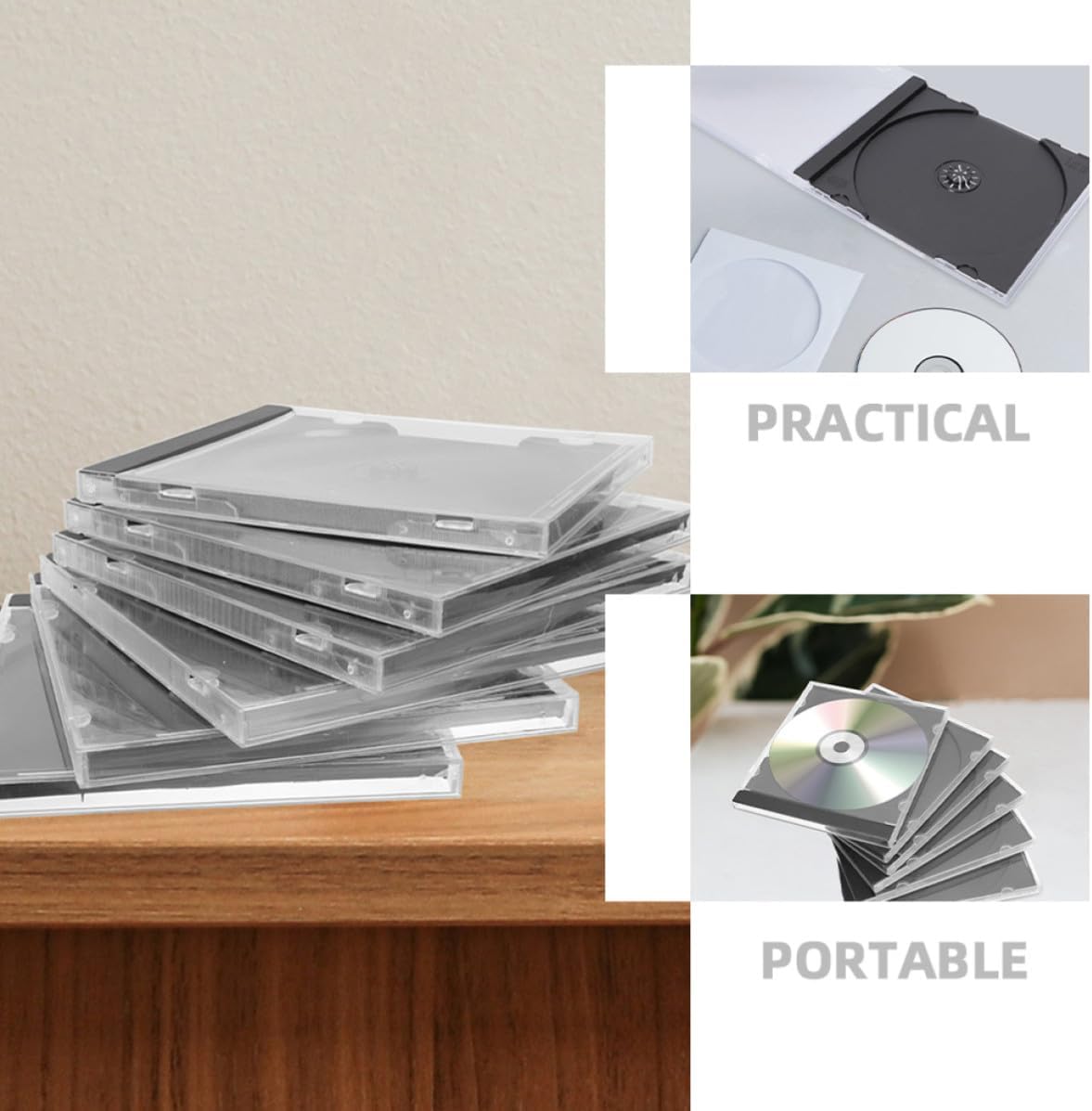 10pcs Black Plastic CD Case Jewel Boxes for Disc and CD Storage Secure Packaging Protects Against Damage During Transport for Media Storage and Organization