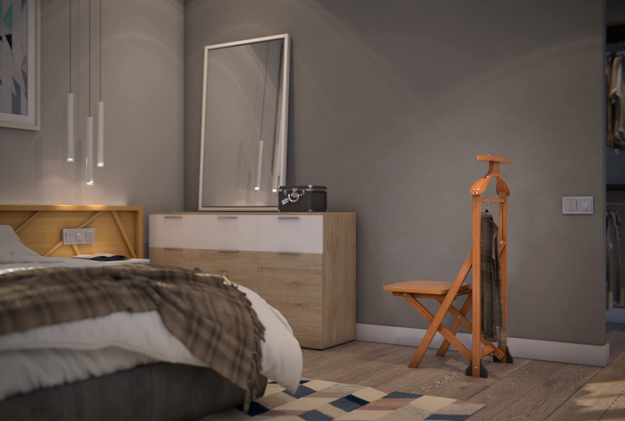 Arredamenti Italia Indossatore Con Sedia per camera da letto 2007 DUKA, Legno - Chiudibile - Finitura Ciliegio Ar-It il cuore del legno -