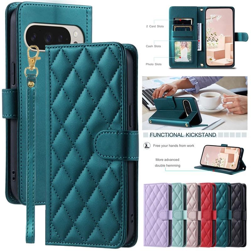 Étui pour Google Pixel 8 Pro menthe, housse magnétique en cuir - 2