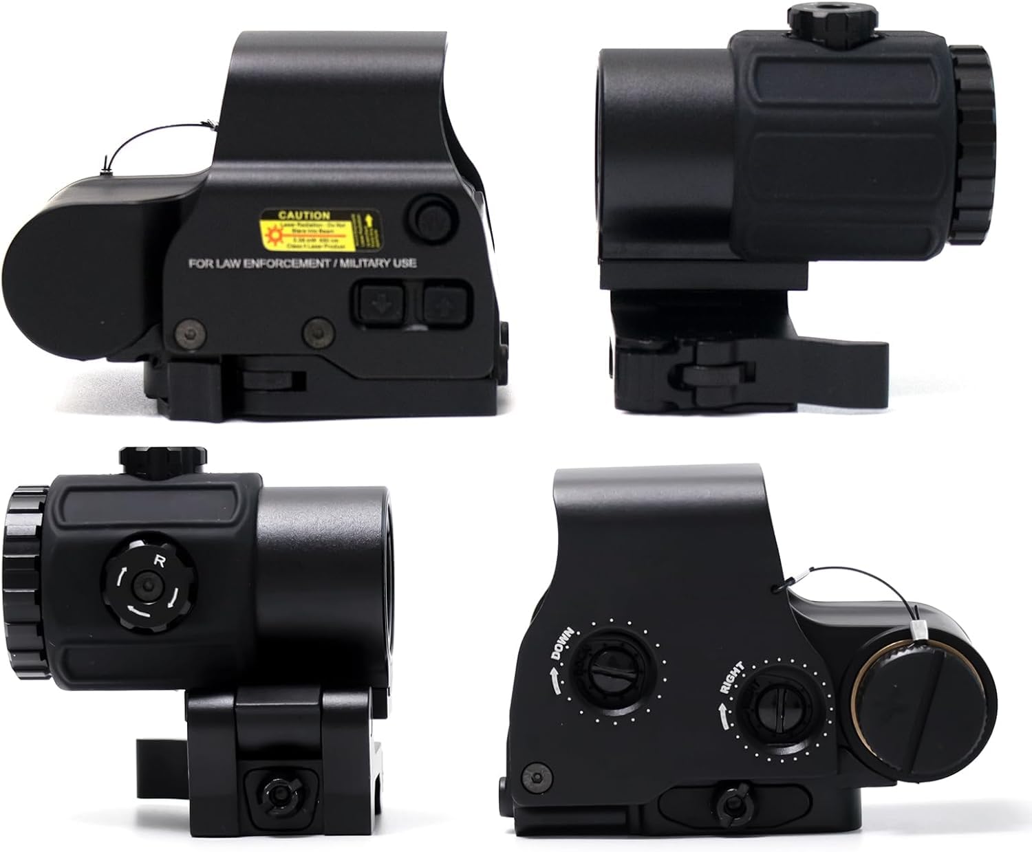 KinZon 558 G43 Visée Holographique à Point Rouge & Vert + Combinaison avec Loupe Grossissante 3X G43 + Montage Flip QD Intégré (Noir)