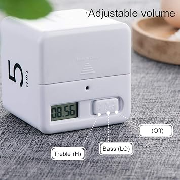 Cube Timer, Rotation Timer, 1/3/5/10 Min and Custom Countdown, Productivity Timer with Adjustable Volume, Gravity Sensor Flip Timer, Management Timer for Home Office Kitchen