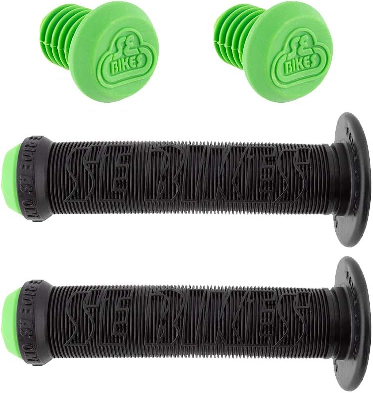 SE OEM Racing BMX Handlebar Bike Grips (Green Flange)
