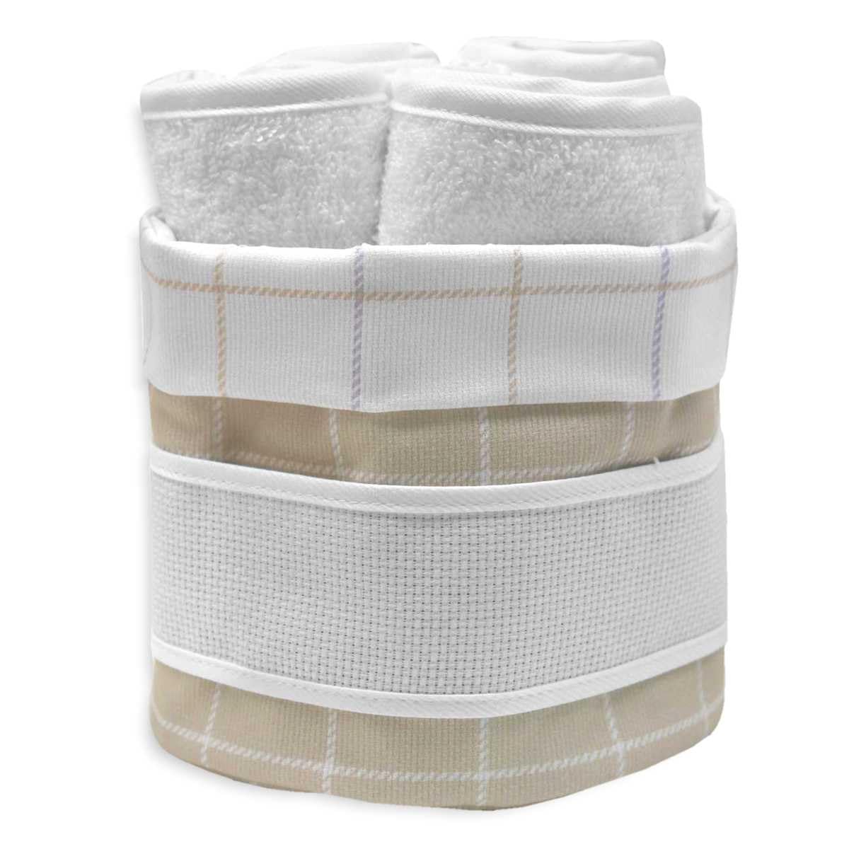 Toallas de baño bordadas con cesta Aida 4 uds. Escocés 20 beige