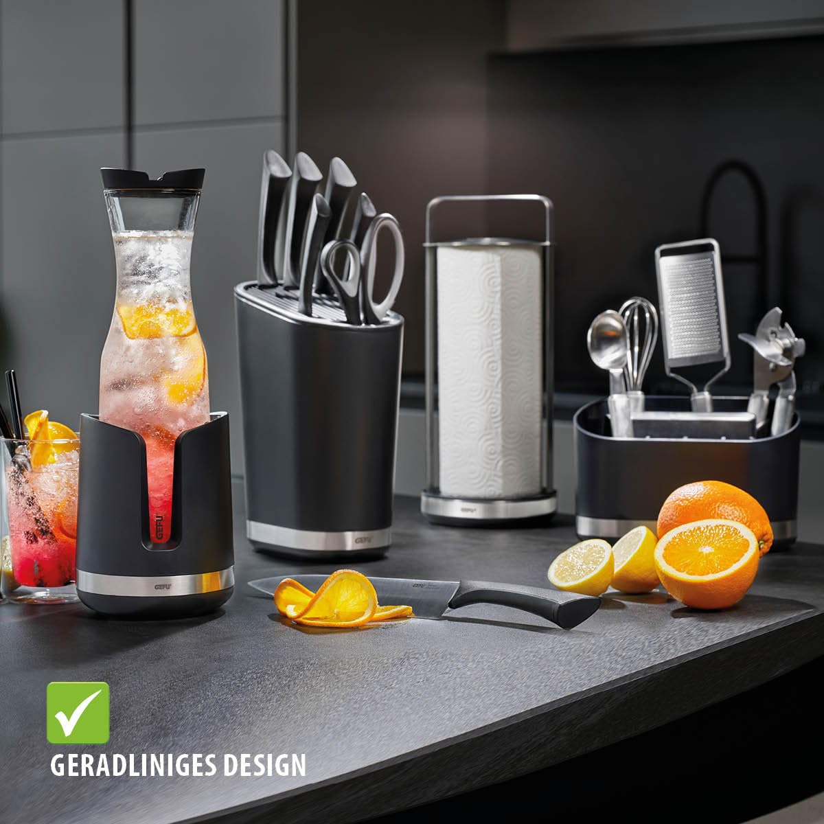 GEFU Küchenrollenhalter SMARTLINE - Edelstahl Stehend mit Fuß