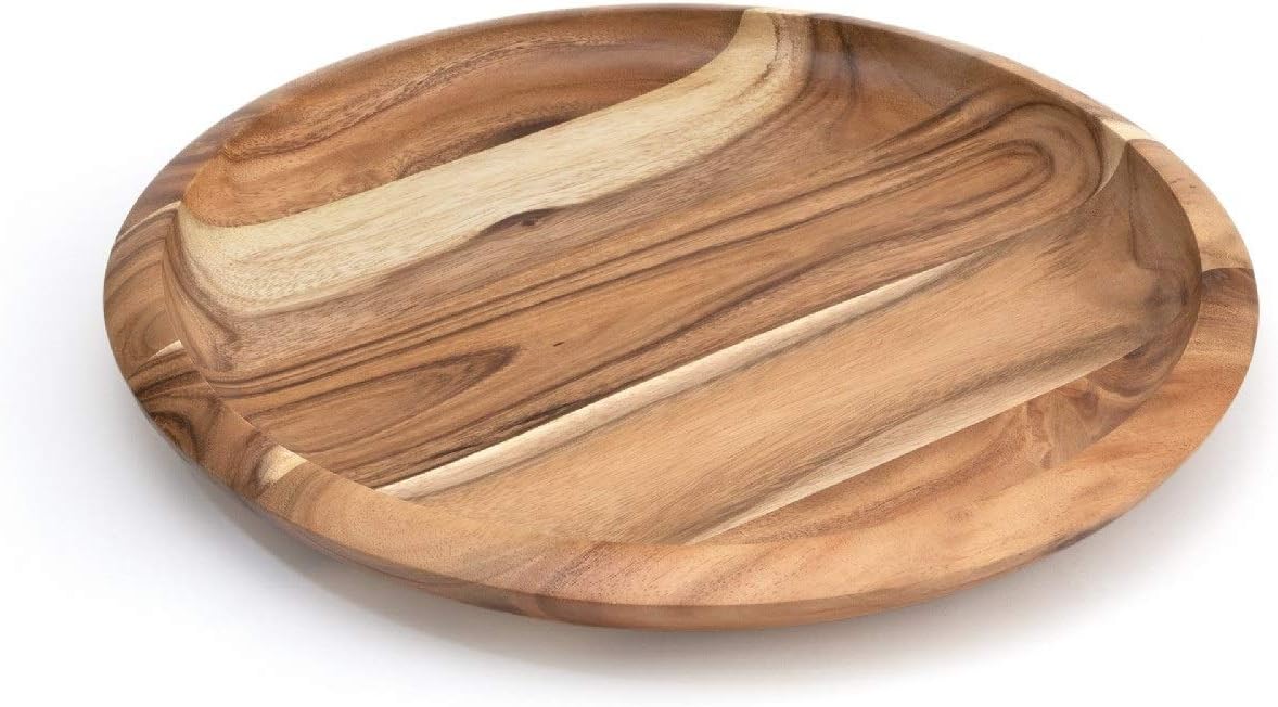 Lipper International 1281 Acacia Grand Centerpiece Platter for Serving for Meats, Cheeses, and Crackers, 18" Diameter x 2" Height