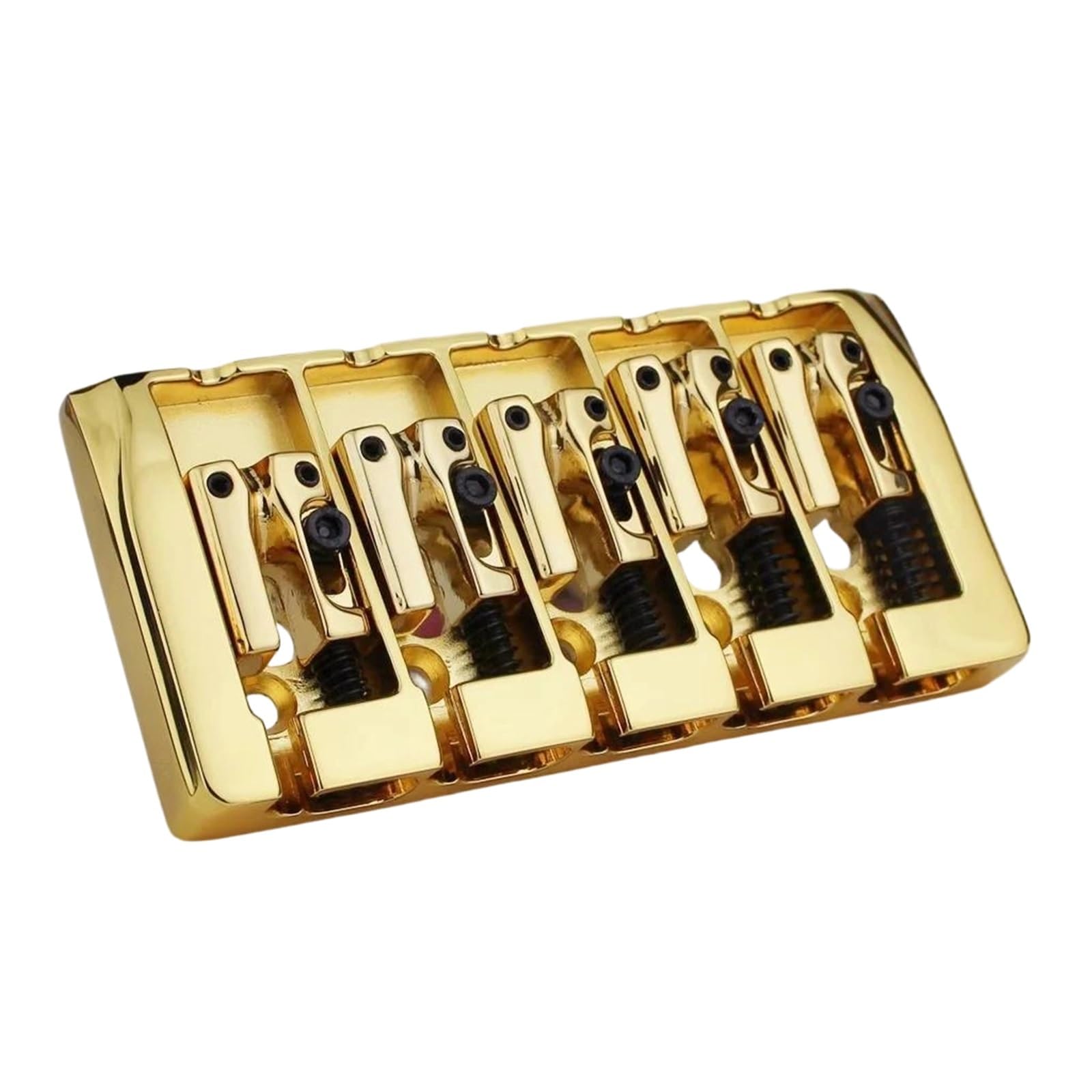 Standard Mostek Gitarowy 5 Strunowy Profesjonalny Mostek Basowy Z Blokowanymi Siodełkami Cynkowymi Podwójne Obciążenie 19 Mm Części Zamienne(Golden)